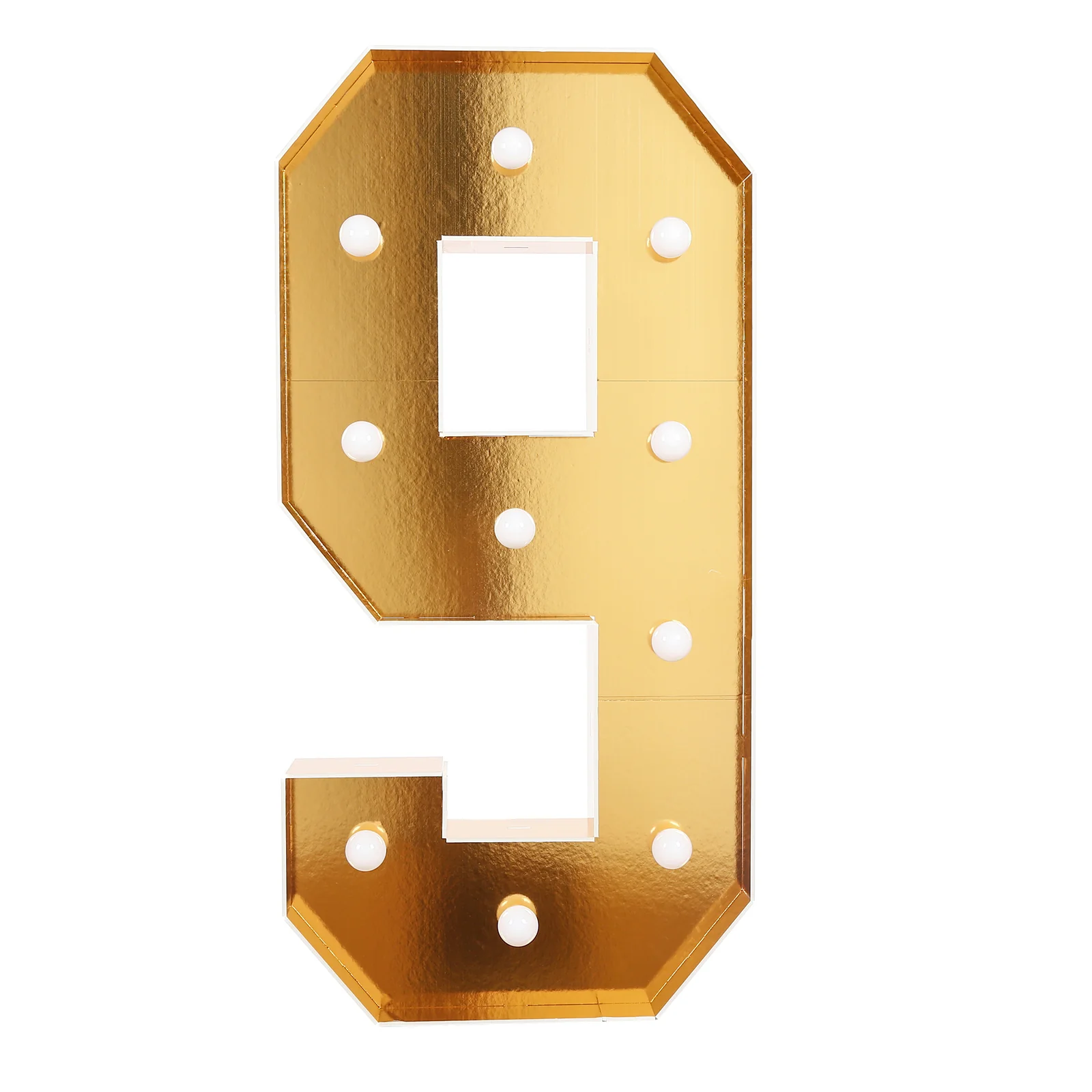 Giant LED Marquee Light Up Number "9", Gold 4ft Pre-Cut Foam Board with 10 Warm White Battery Operated LEDs, Glue Gun and Sticks - Image 6