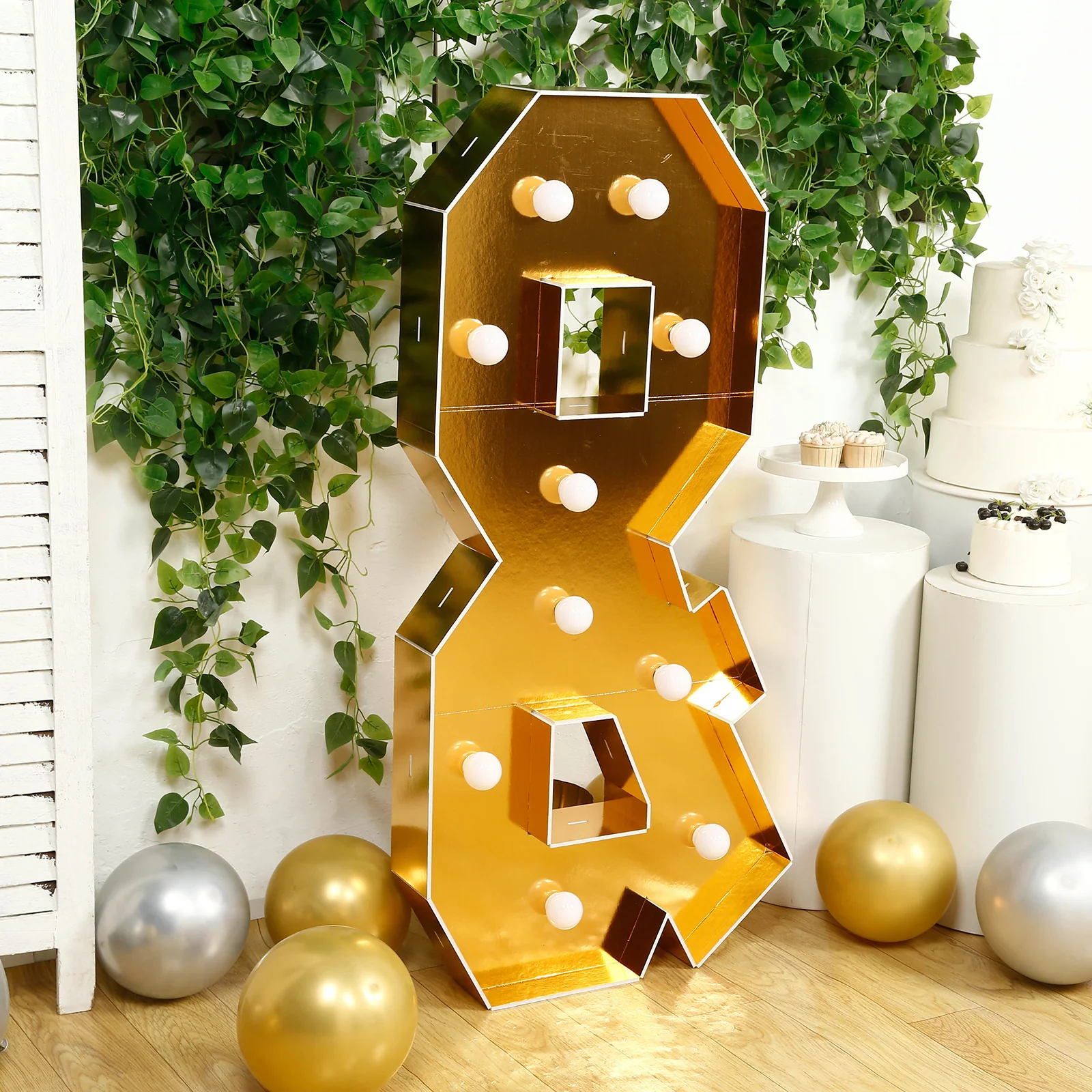 Giant LED Marquee Light Up Symbol "&", Gold 4ft Pre-Cut Foam Board with 10 Warm White Battery Operated LEDs, Glue Gun and Sticks - Image 2