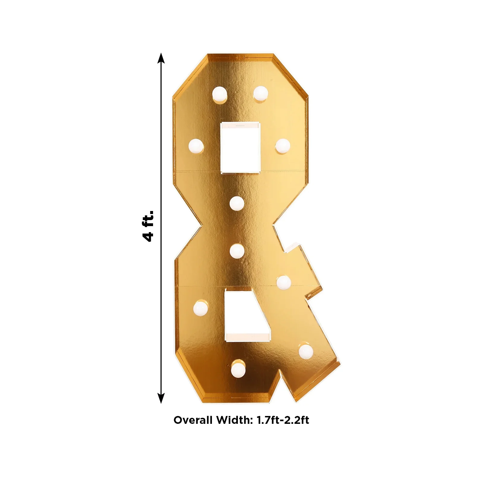 Giant LED Marquee Light Up Symbol "&", Gold 4ft Pre-Cut Foam Board with 10 Warm White Battery Operated LEDs, Glue Gun and Sticks - Image 3