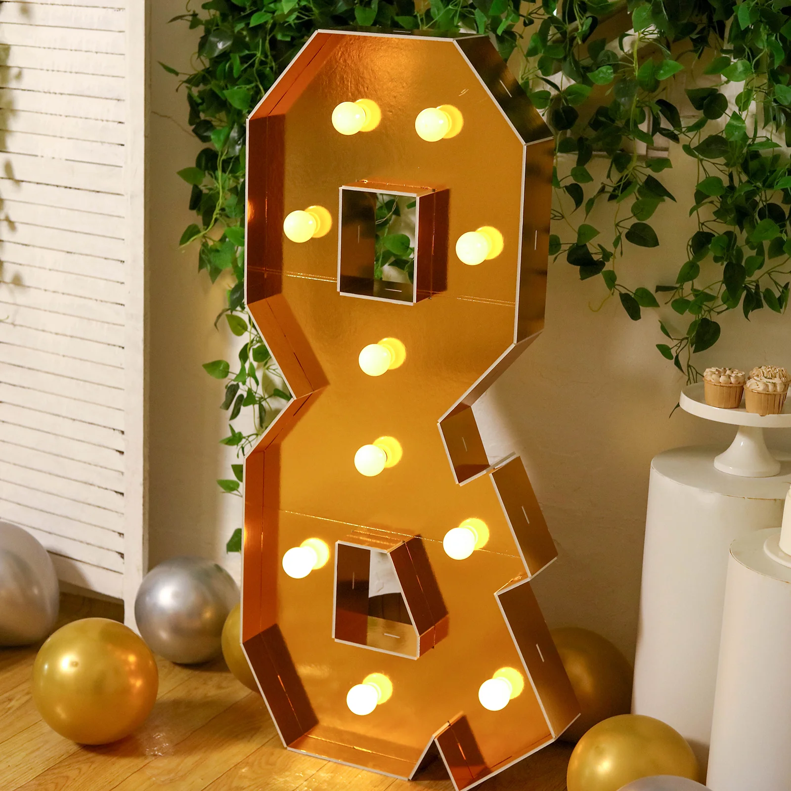 Giant LED Marquee Light Up Symbol "&", Gold 4ft Pre-Cut Foam Board with 10 Warm White Battery Operated LEDs, Glue Gun and Sticks - Image 7
