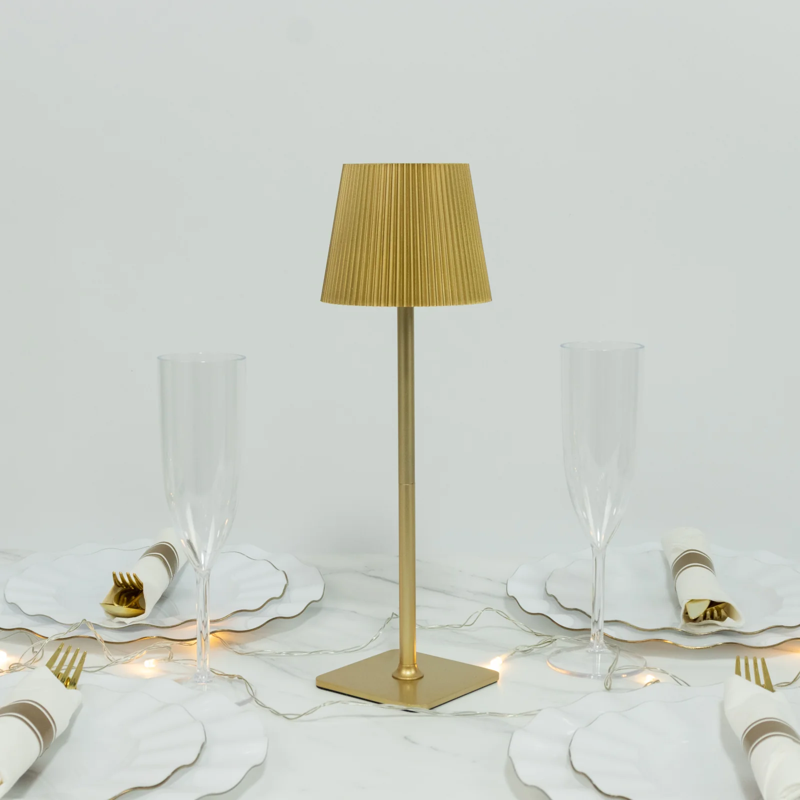 Cordless LED Table Lamp, Gold Metal Heavy Duty Commercial Grade USB Rechargeable 1500mAh Touch Control Lamp, Adjustable Height 9"/14", 3 Color Modes, Dimmable, Ribbed Shade - Image 8