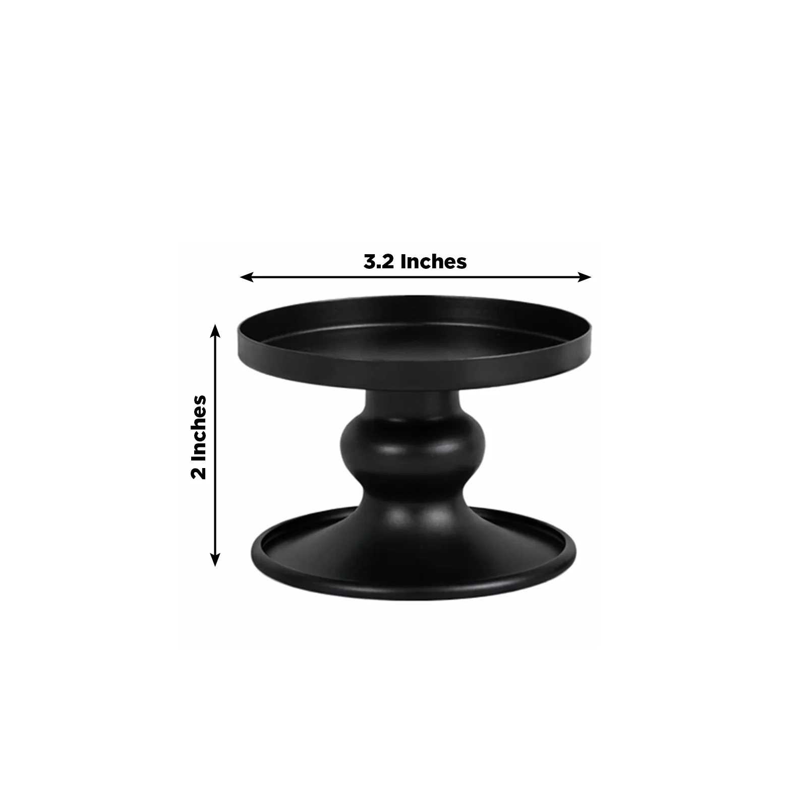 6 Pack 2" Black Metal Candle Holders, Reversible Pillar & Taper Candlestick Stands - Image 3