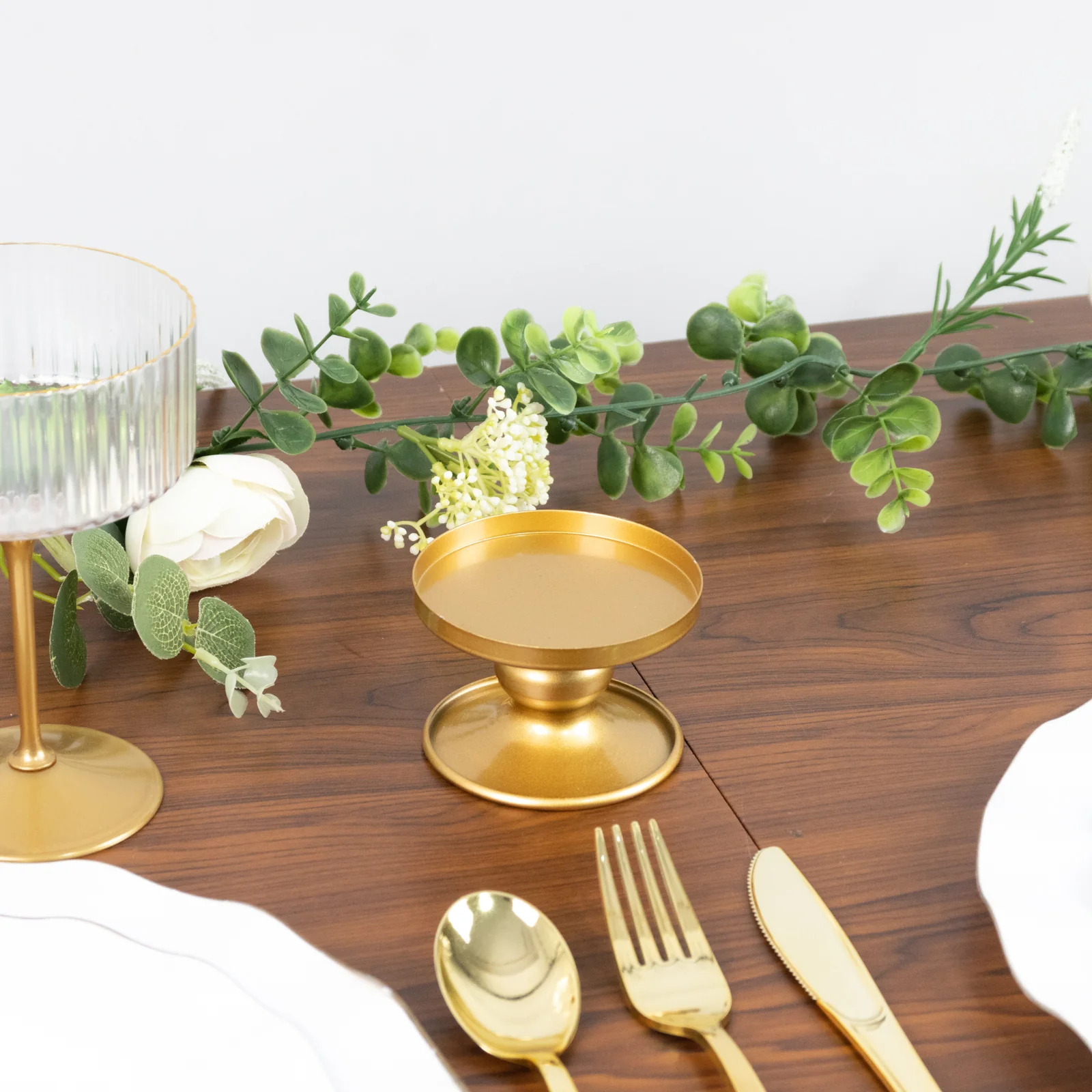 6 Pack 2" Gold Metal Candle Holders, Reversible Pillar & Taper Candlestick Stands - Image 10