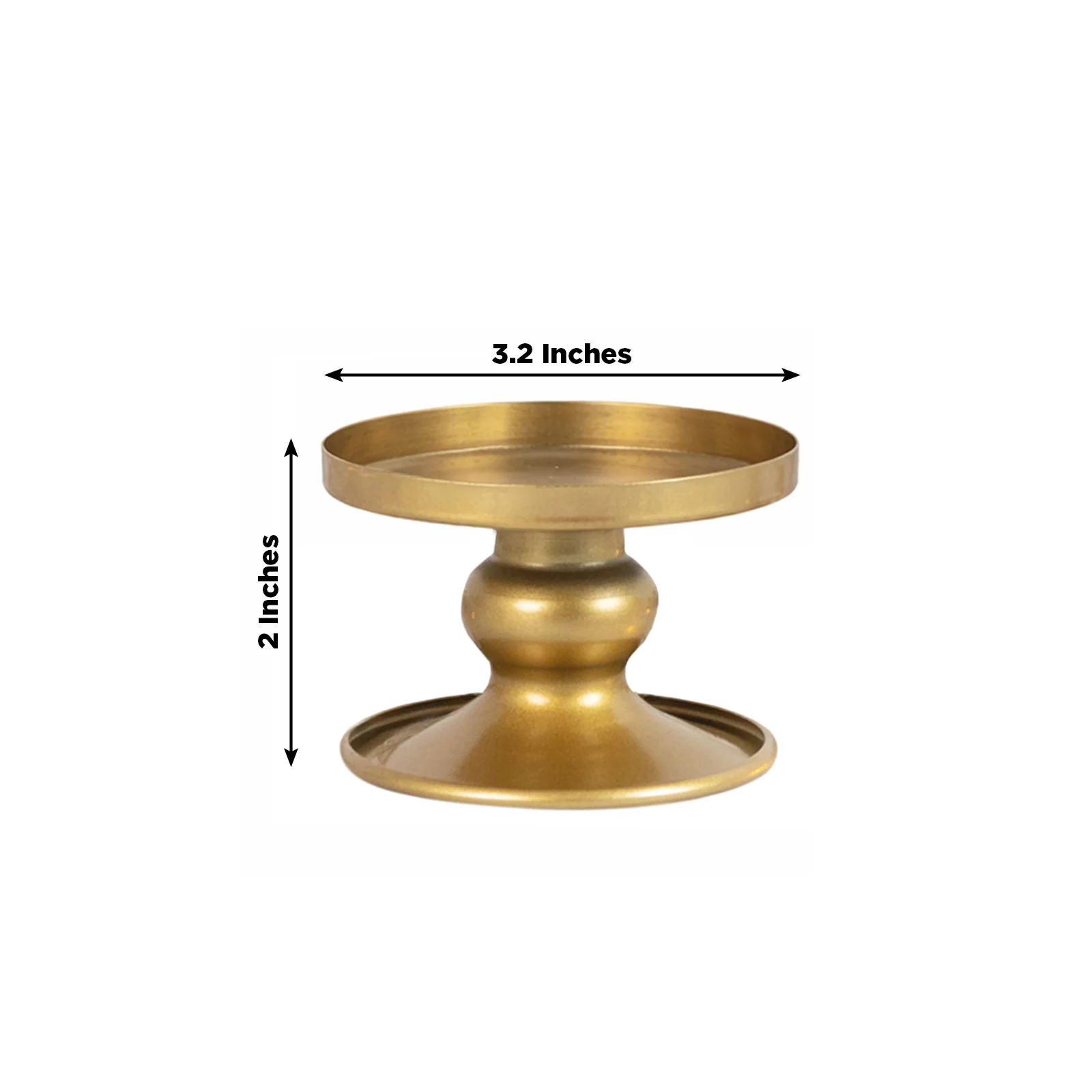 6 Pack 2" Gold Metal Candle Holders, Reversible Pillar & Taper Candlestick Stands - Image 3