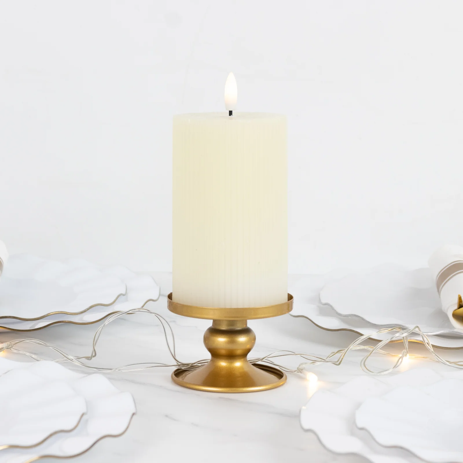 6 Pack 2" Gold Metal Candle Holders, Reversible Pillar & Taper Candlestick Stands - Image 6