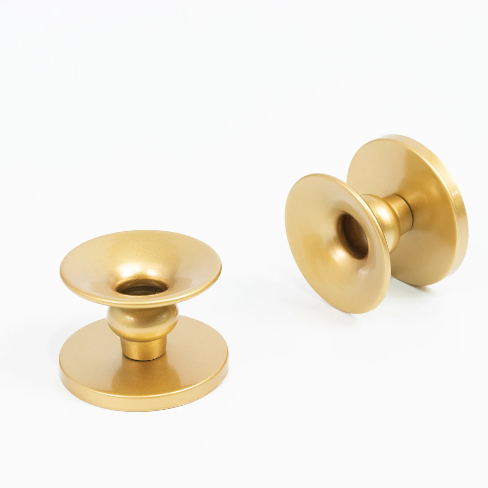 6 Pack 2" Gold Metal Candle Holders, Reversible Pillar & Taper Candlestick Stands - Image 7