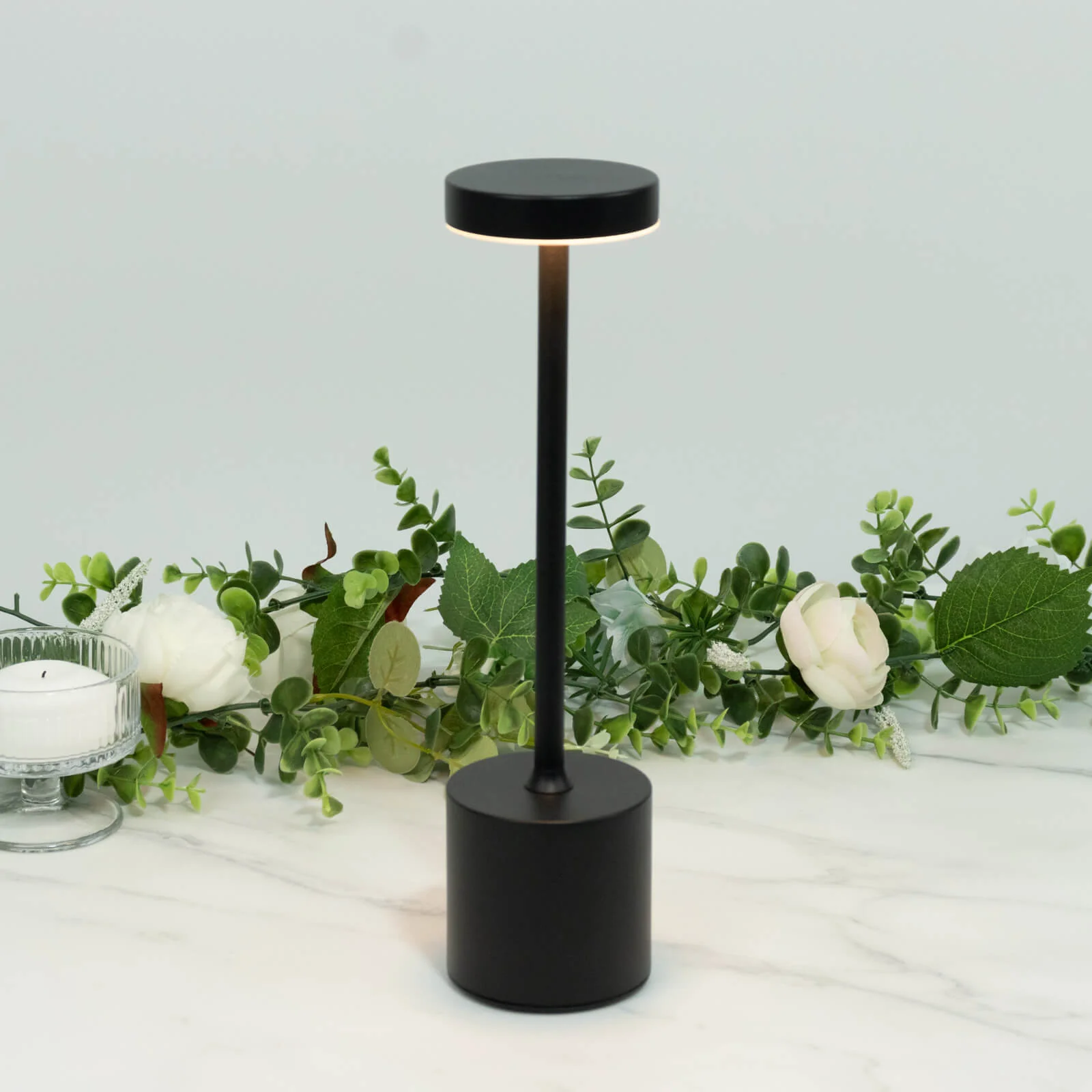 Cordless Table Lamp Modern Metal Black Design LED Dimmable with Touch Control - Rechargeable Night Light 13"