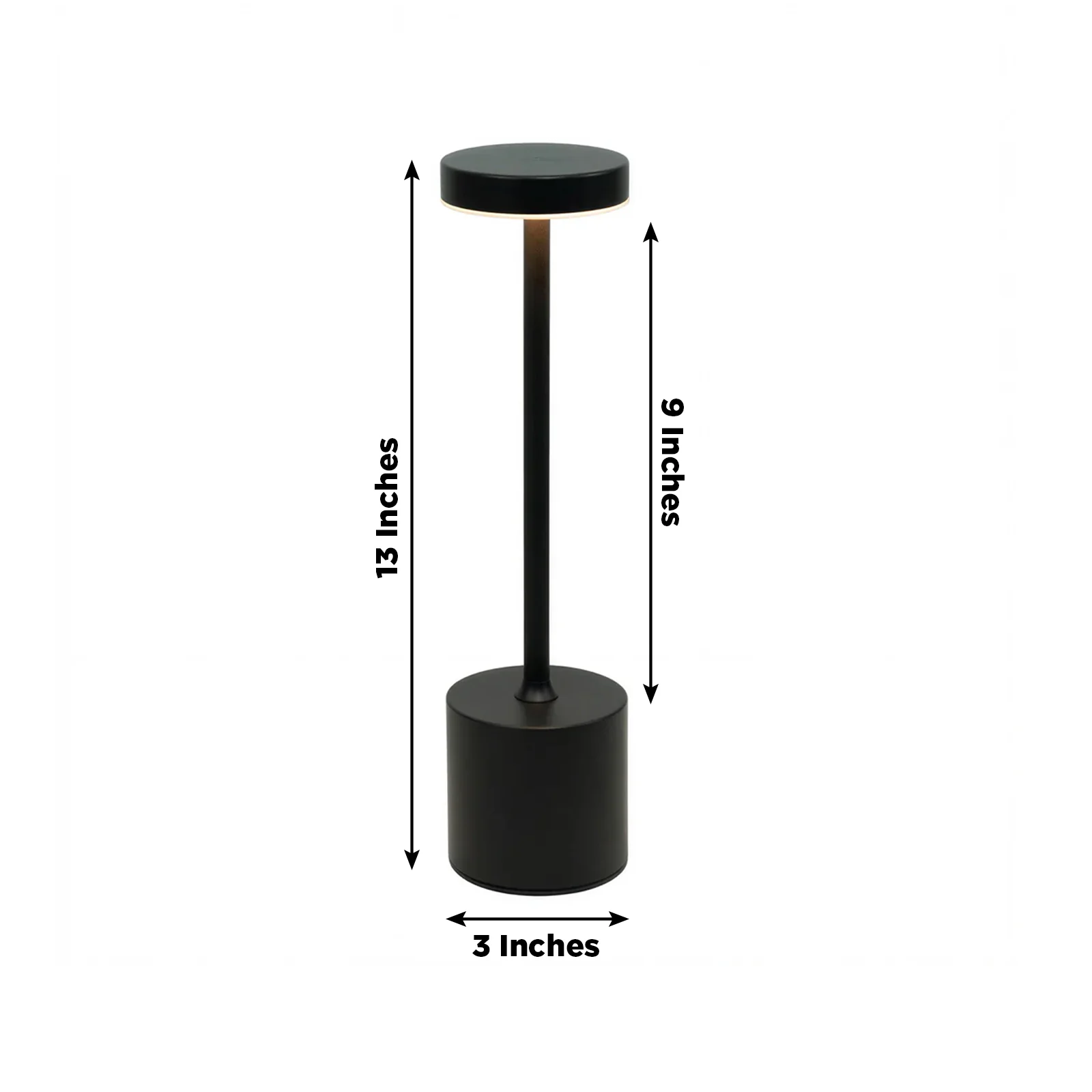Cordless Table Lamp Modern Metal Black Design LED Dimmable with Touch Control - Rechargeable Night Light 13" - Image 3
