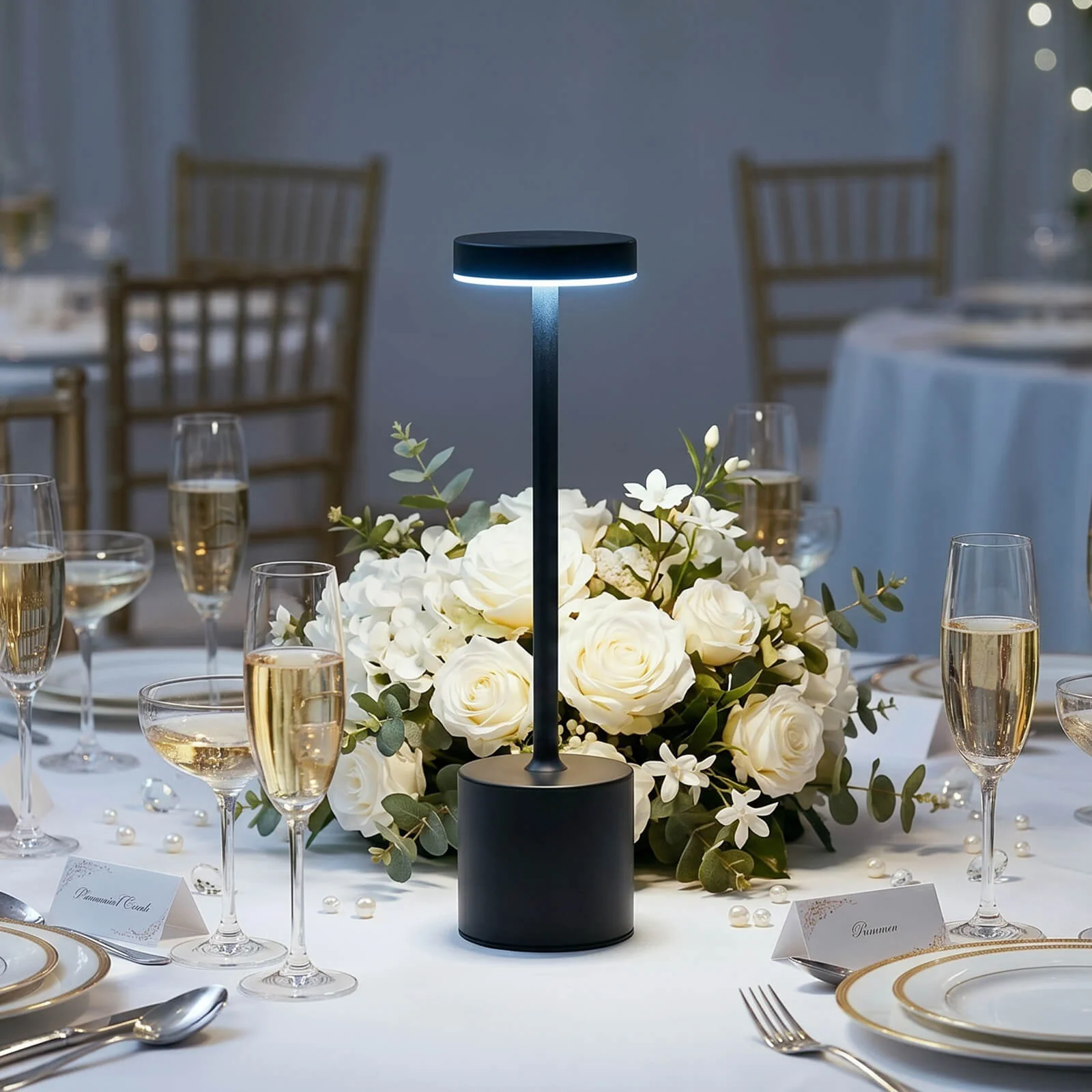 Cordless Table Lamp Modern Metal Black Design LED Dimmable with Touch Control - Rechargeable Night Light 13" - Image 4