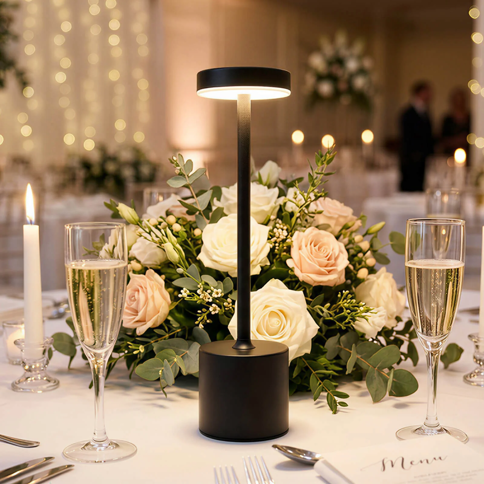 Cordless Table Lamp Modern Metal Black Design LED Dimmable with Touch Control - Rechargeable Night Light 13" - Image 7