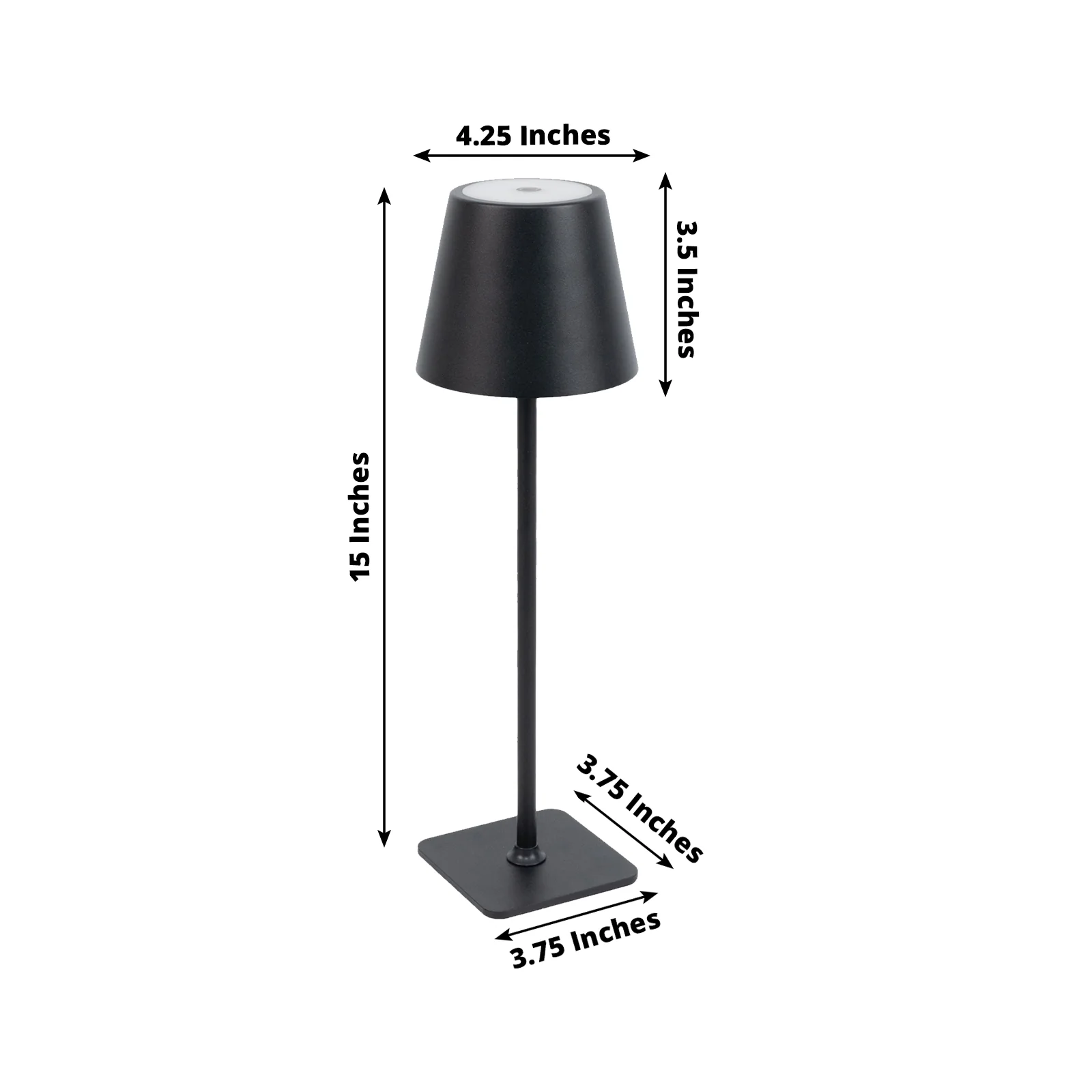 15" Heavy Duty Black Metal LED Table Lamp with Classic Empire Lampshade – Commercial Grade Cordless Rechargeable Desk Lamp, 3 Color Modes, Stepless Dimming, Touch Control - Image 3