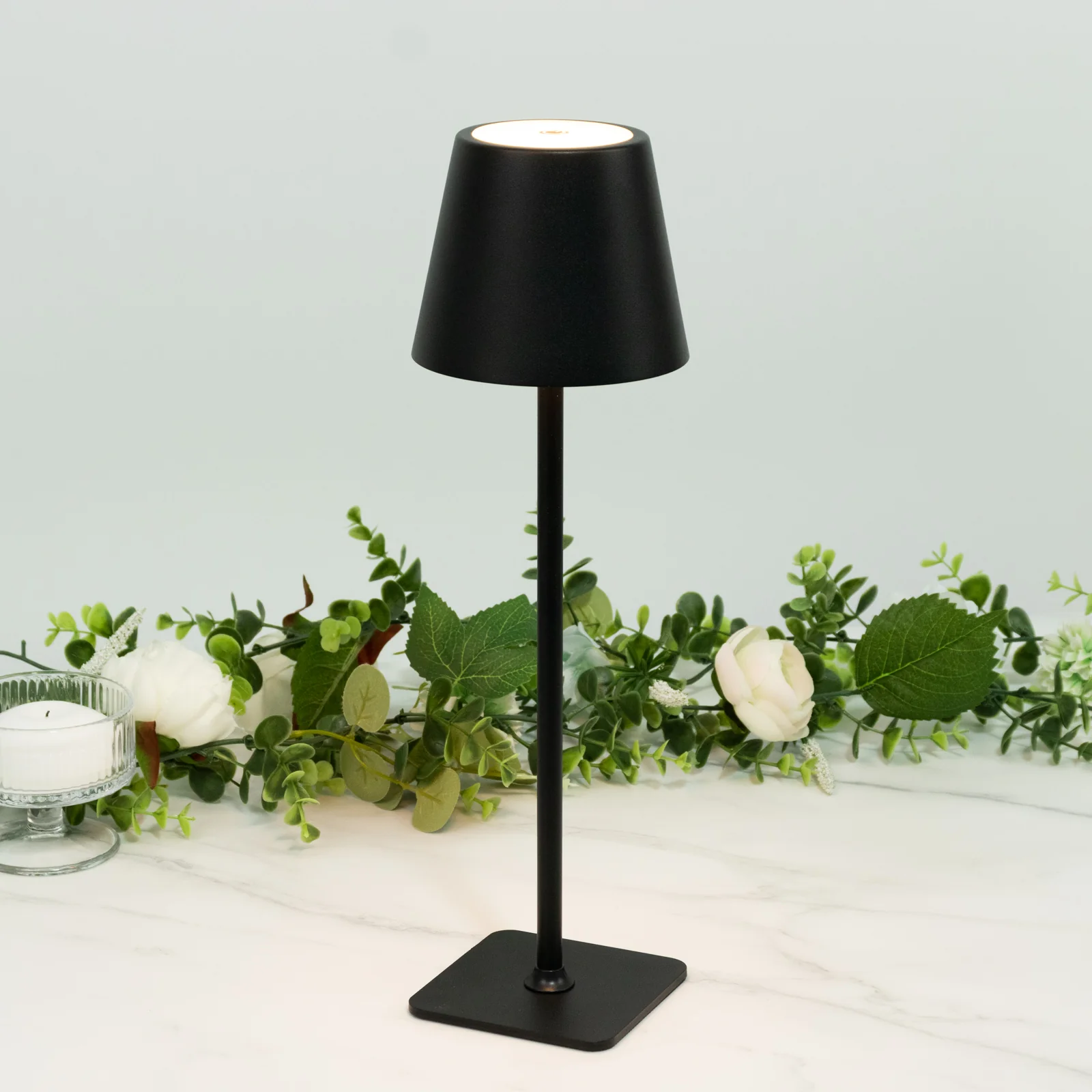 15" Heavy Duty Black Metal LED Table Lamp with Classic Empire Lampshade – Commercial Grade Cordless Rechargeable Desk Lamp, 3 Color Modes, Stepless Dimming, Touch Control - Image 8