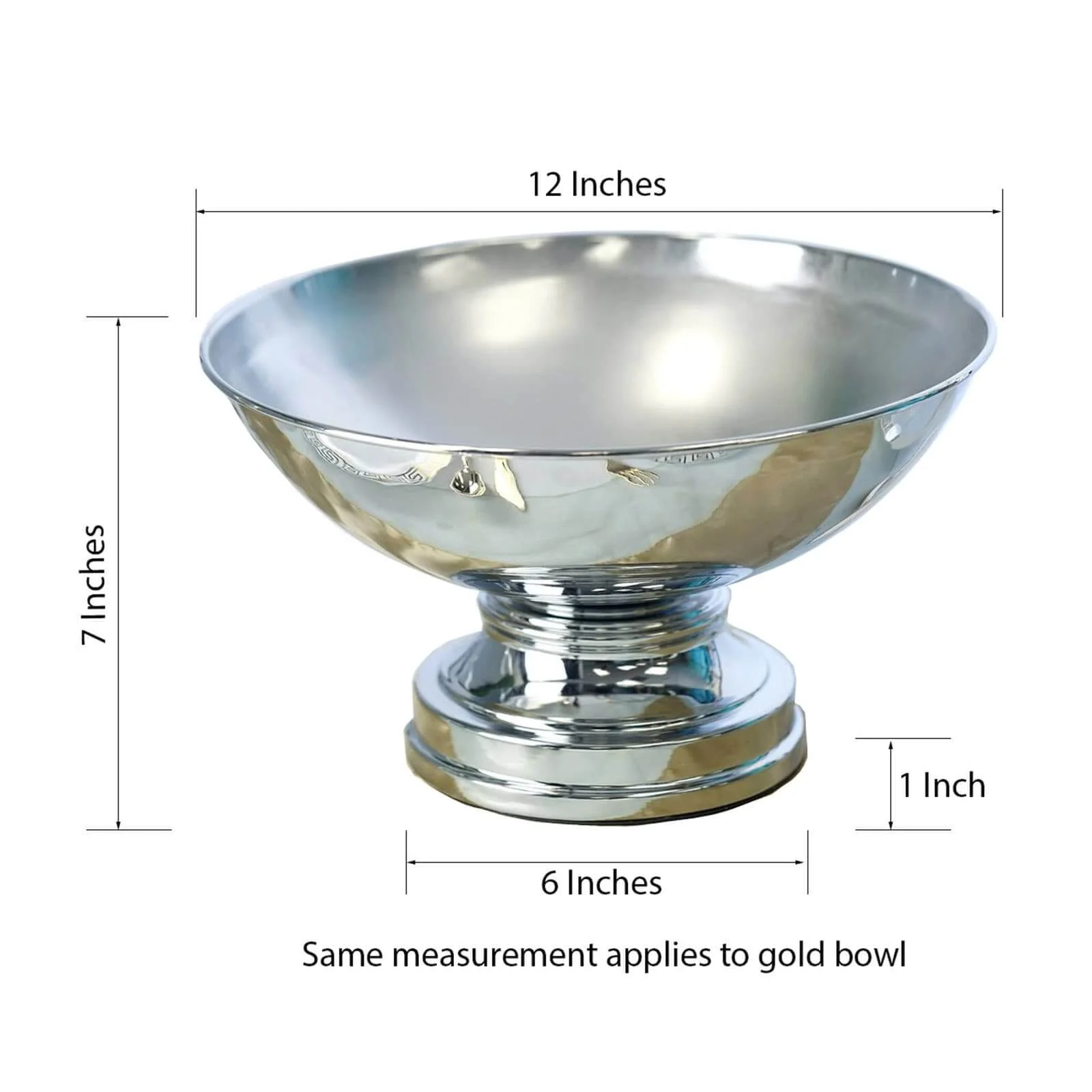 Metal Pedestal Flower Pot Round Design Metallic Silver - Floating Candle Bowl and Display Dish 12" - Image 3