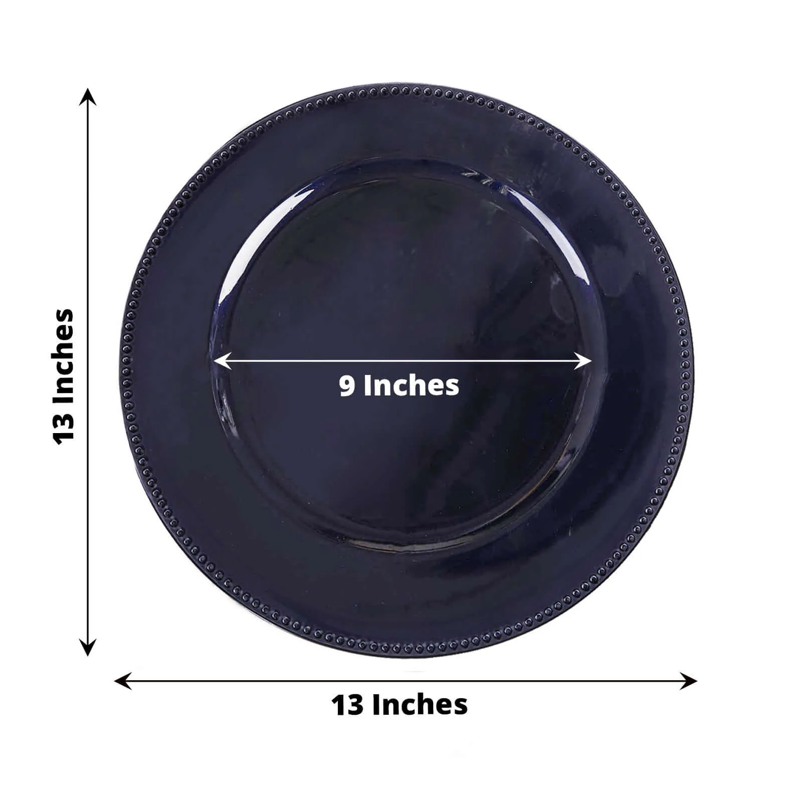 6-Pack Acrylic Round Charger Plates 13" in Navy Blue with Beaded Rim, Dinner Charger Event Tabletop Decor - Image 3