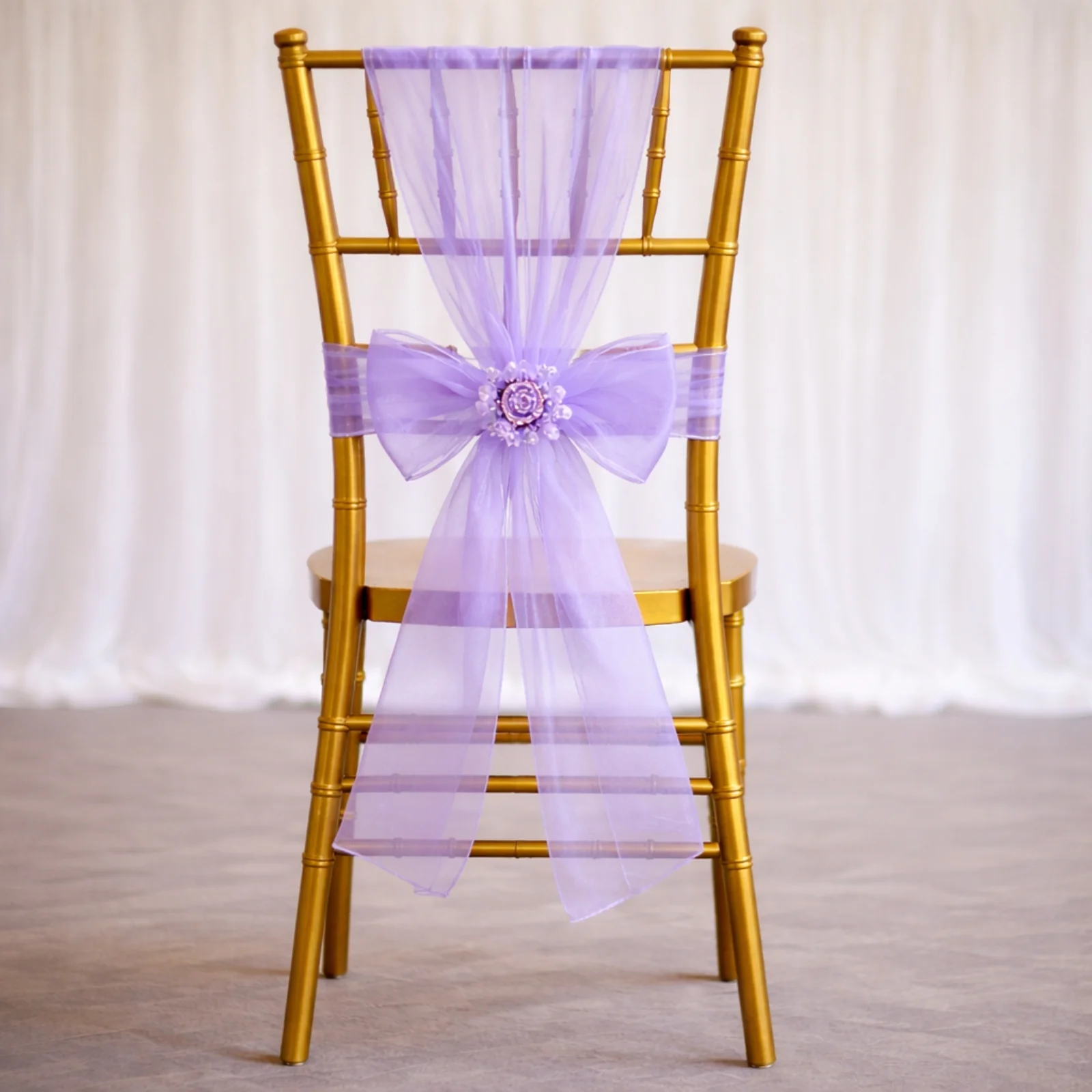 20 Pack Organza Chair Sashes Purple 6"x108" – Reusable Sheer Wedding Chair Bows - Image 2