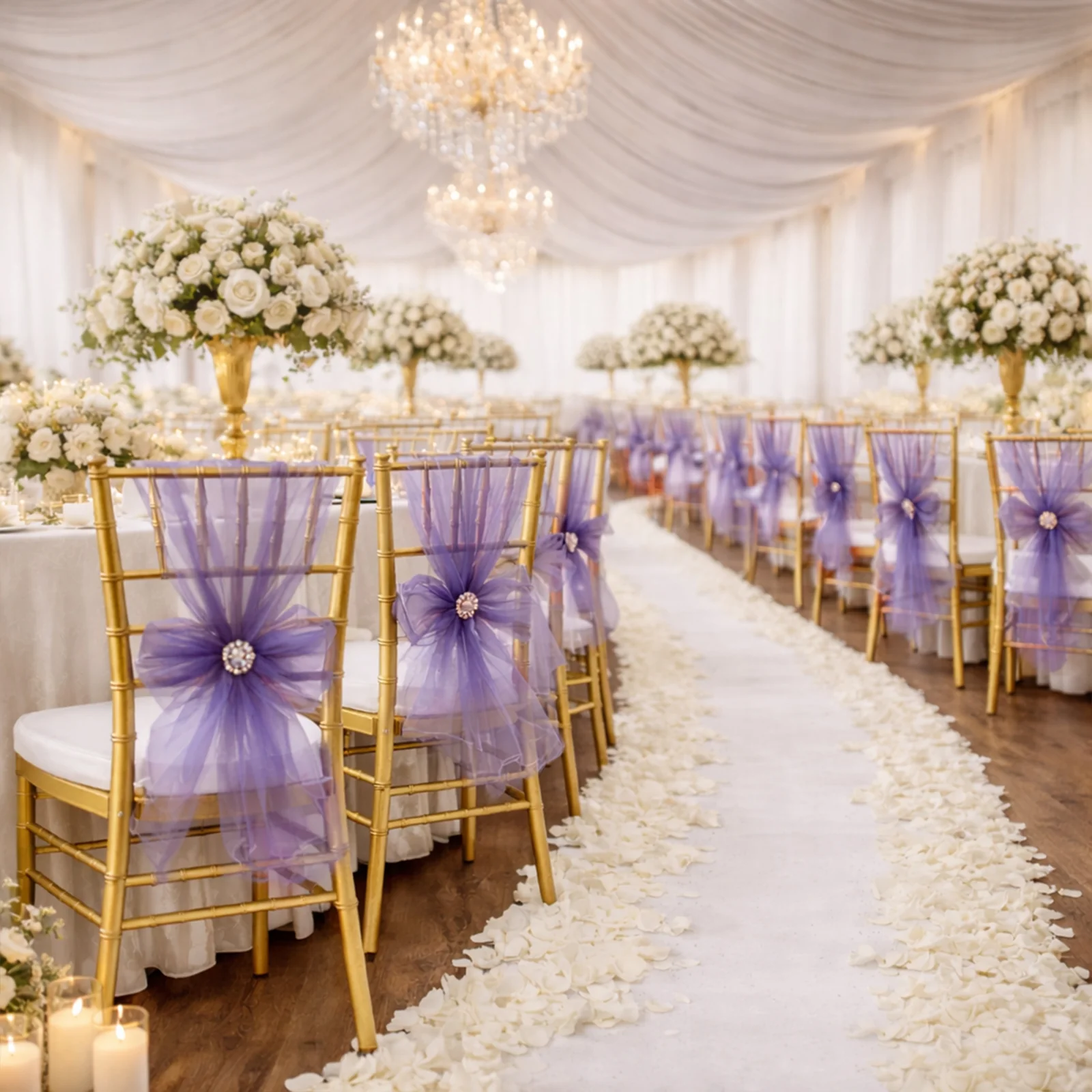 20 Pack Organza Chair Sashes Purple 6"x108" – Reusable Sheer Wedding Chair Bows - Image 3