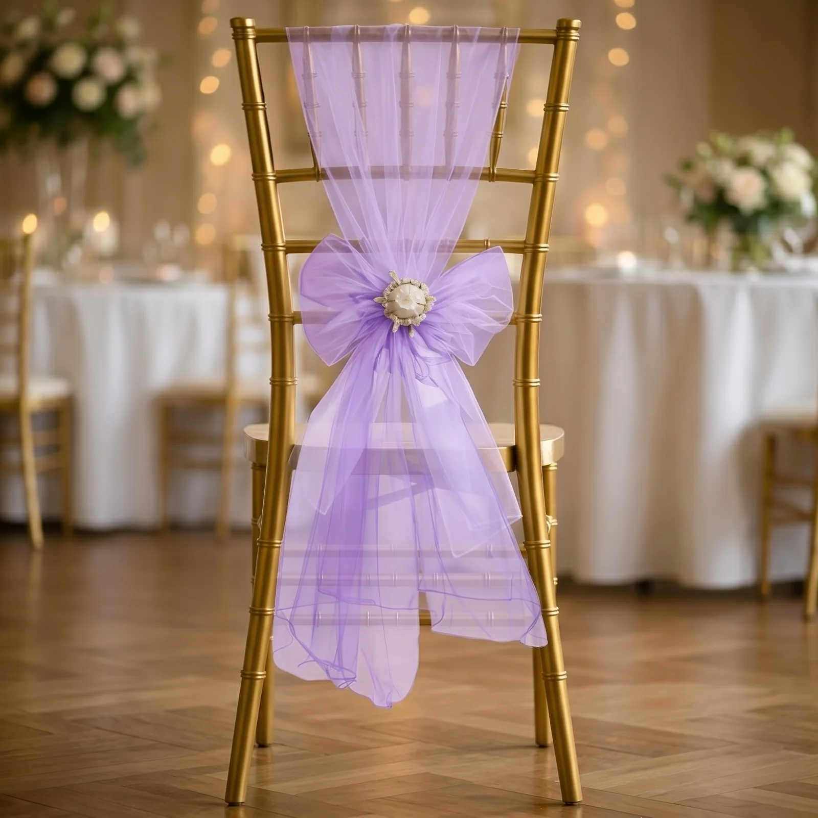 20 Pack Organza Chair Sashes Purple 6"x108" – Reusable Sheer Wedding Chair Bows - Image 7