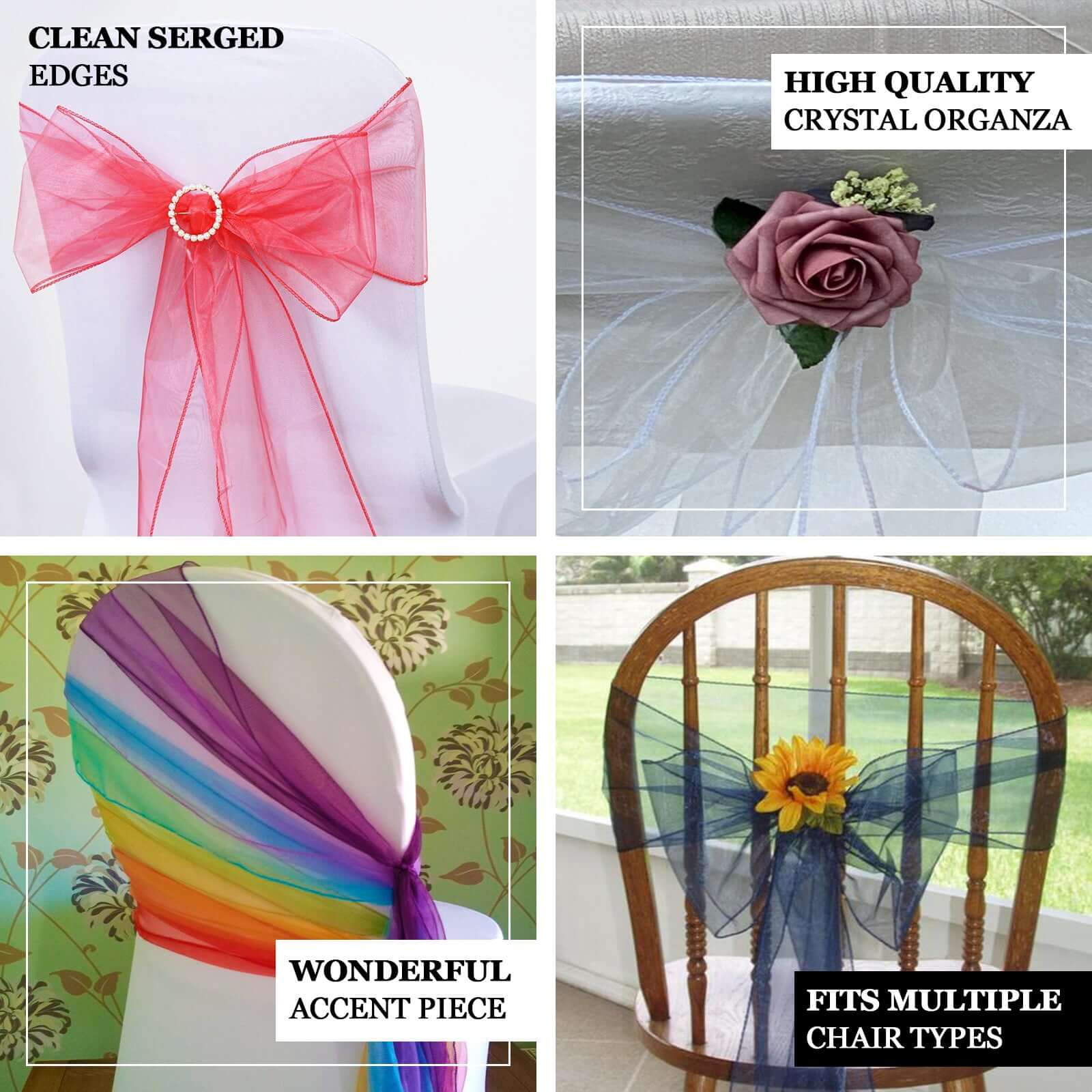 20 Pack Organza Chair Sashes Silver 6"x108" – Reusable Sheer Wedding Chair Bows - Image 4