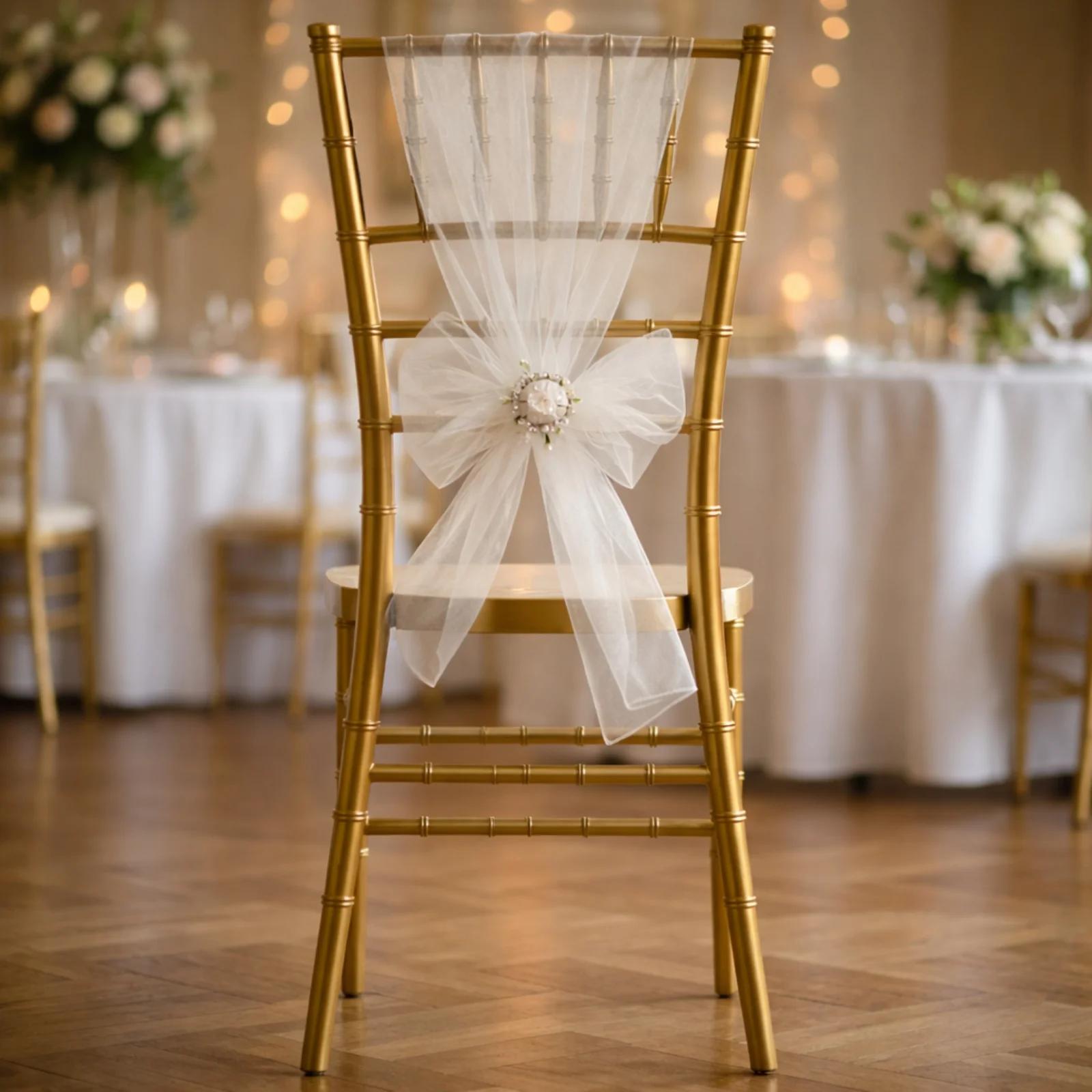 20 Pack Organza Chair Sashes White 6"x108" – Reusable Sheer Wedding Chair Bows - Image 6