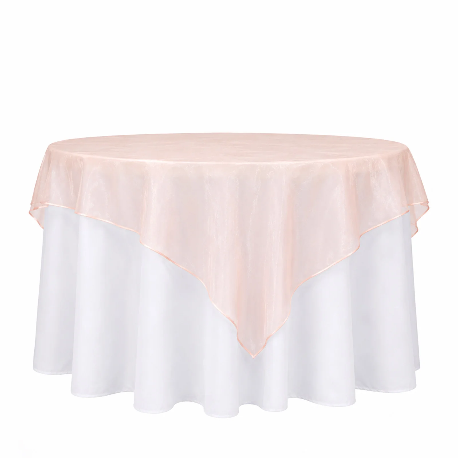 10 Pack Blush Organza Table Overlay 72"x72" - Sheer Table Topper - Image 2