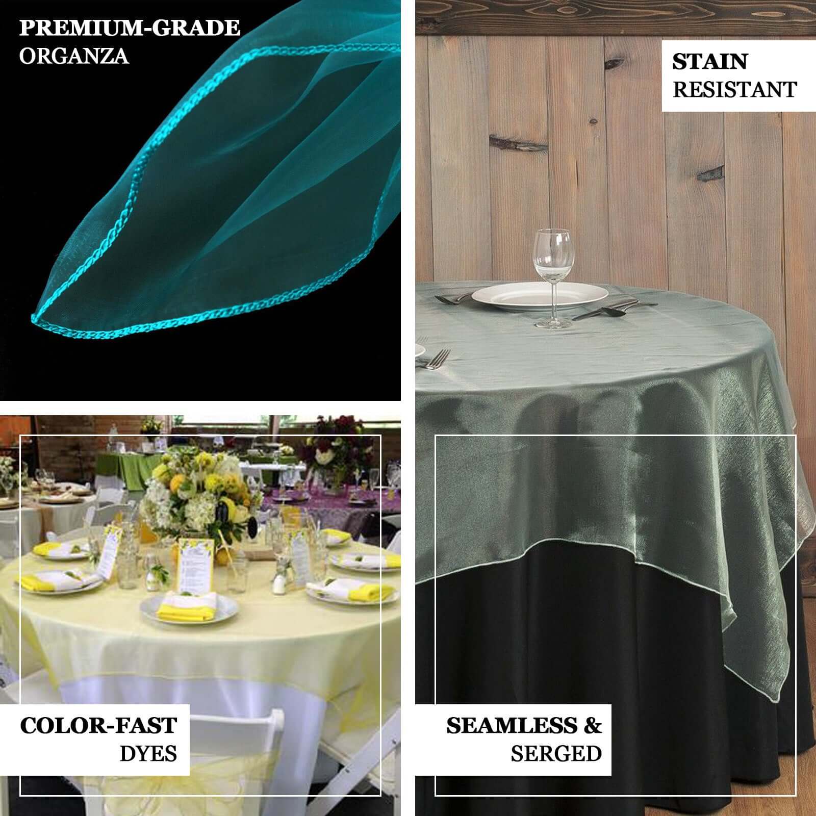 10 Pack Blush Organza Table Overlay 72"x72" - Sheer Table Topper - Image 4