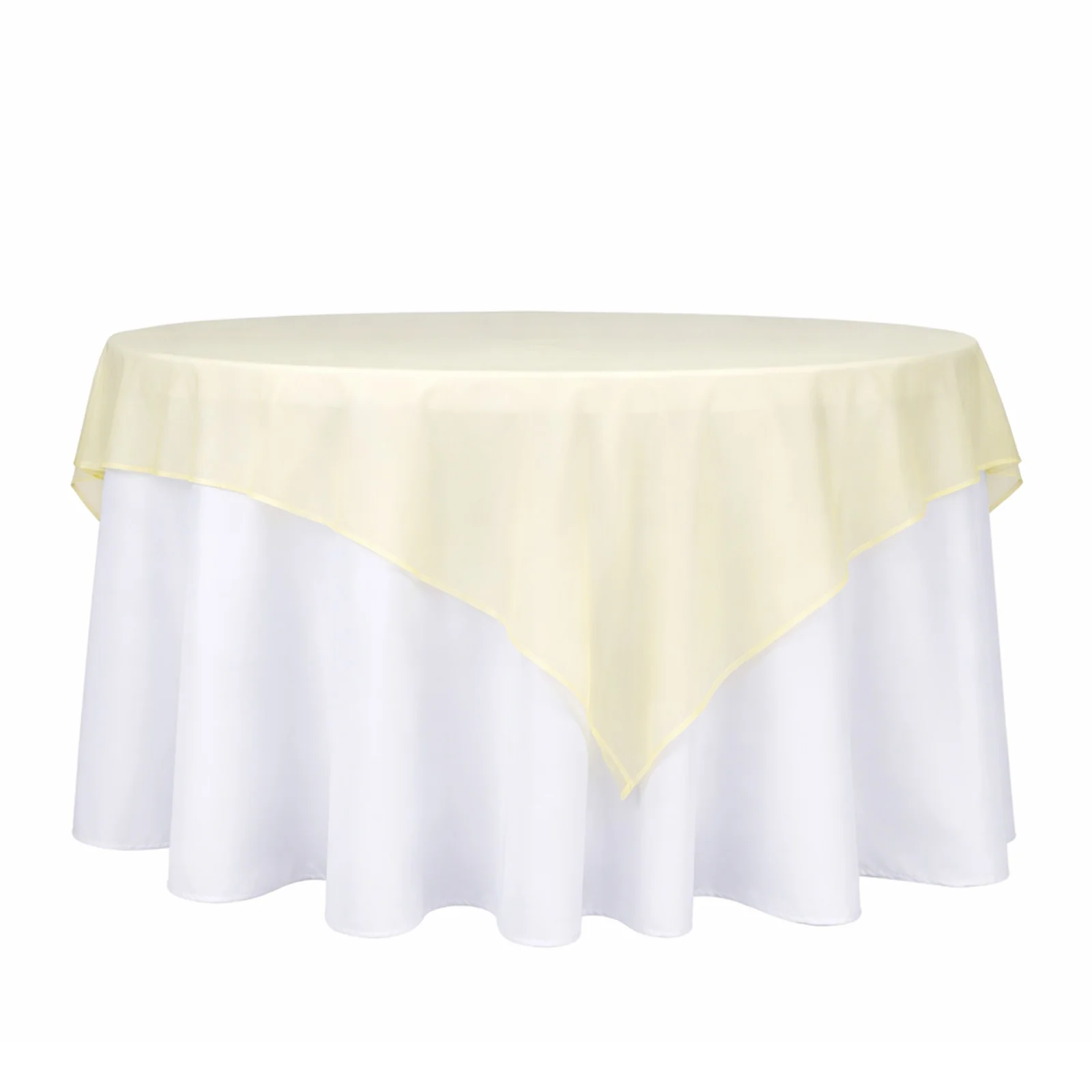 10 Pack Champagne Organza Table Overlay 72"x72" - Sheer Table Topper - Image 2