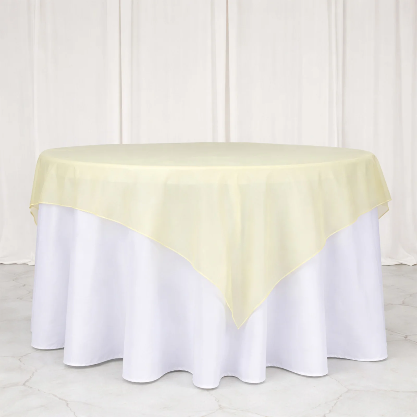 10 Pack Champagne Organza Table Overlay 72"x72" - Sheer Table Topper - Image 3
