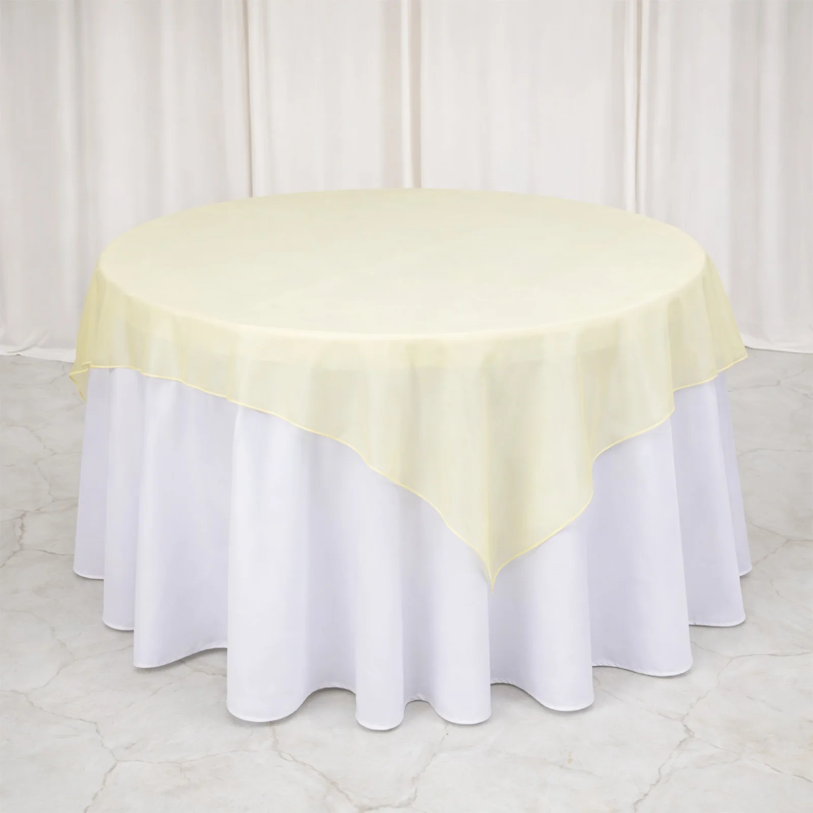10 Pack Champagne Organza Table Overlay 72"x72" - Sheer Table Topper - Image 6