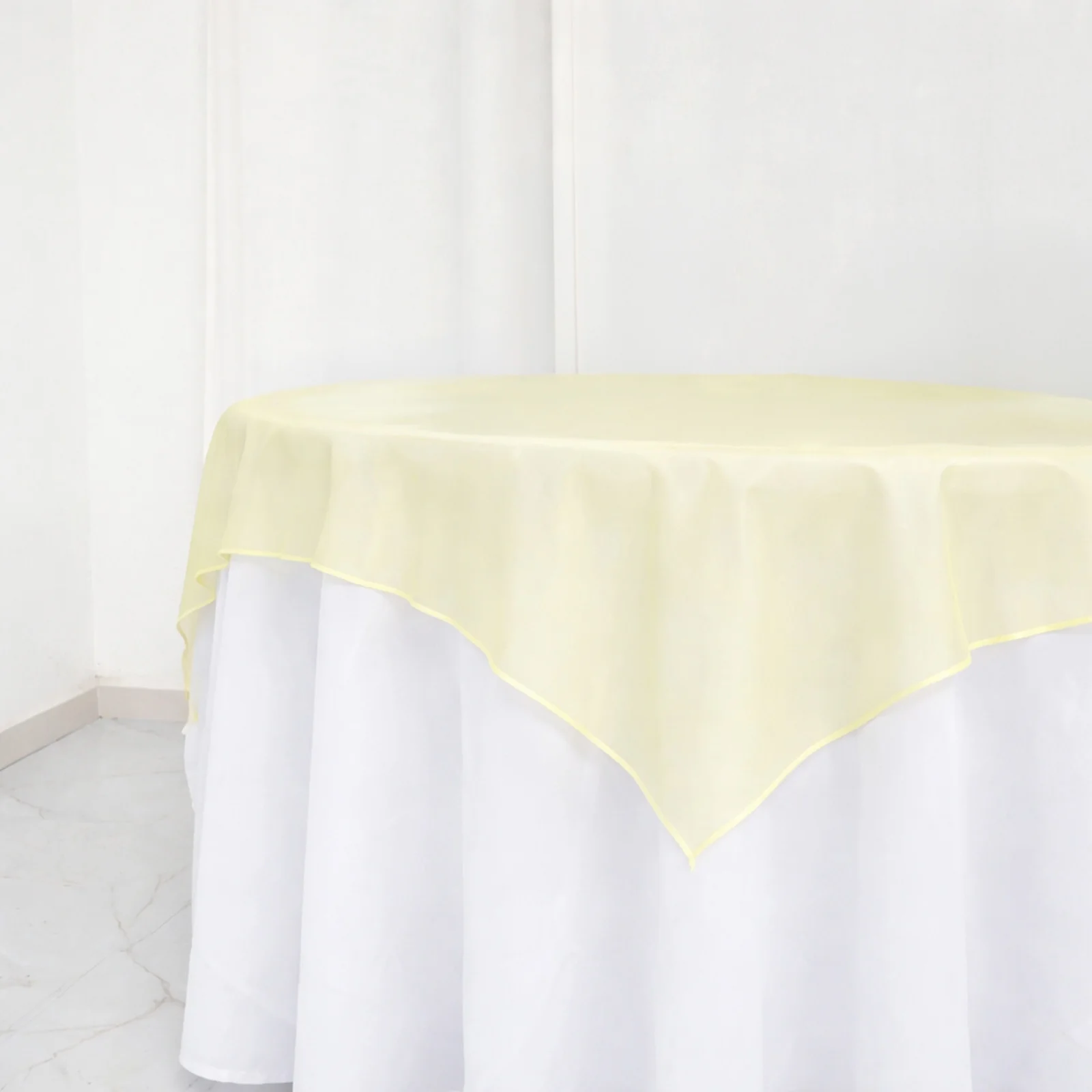 10 Pack Champagne Organza Table Overlay 72"x72" - Sheer Table Topper - Image 7