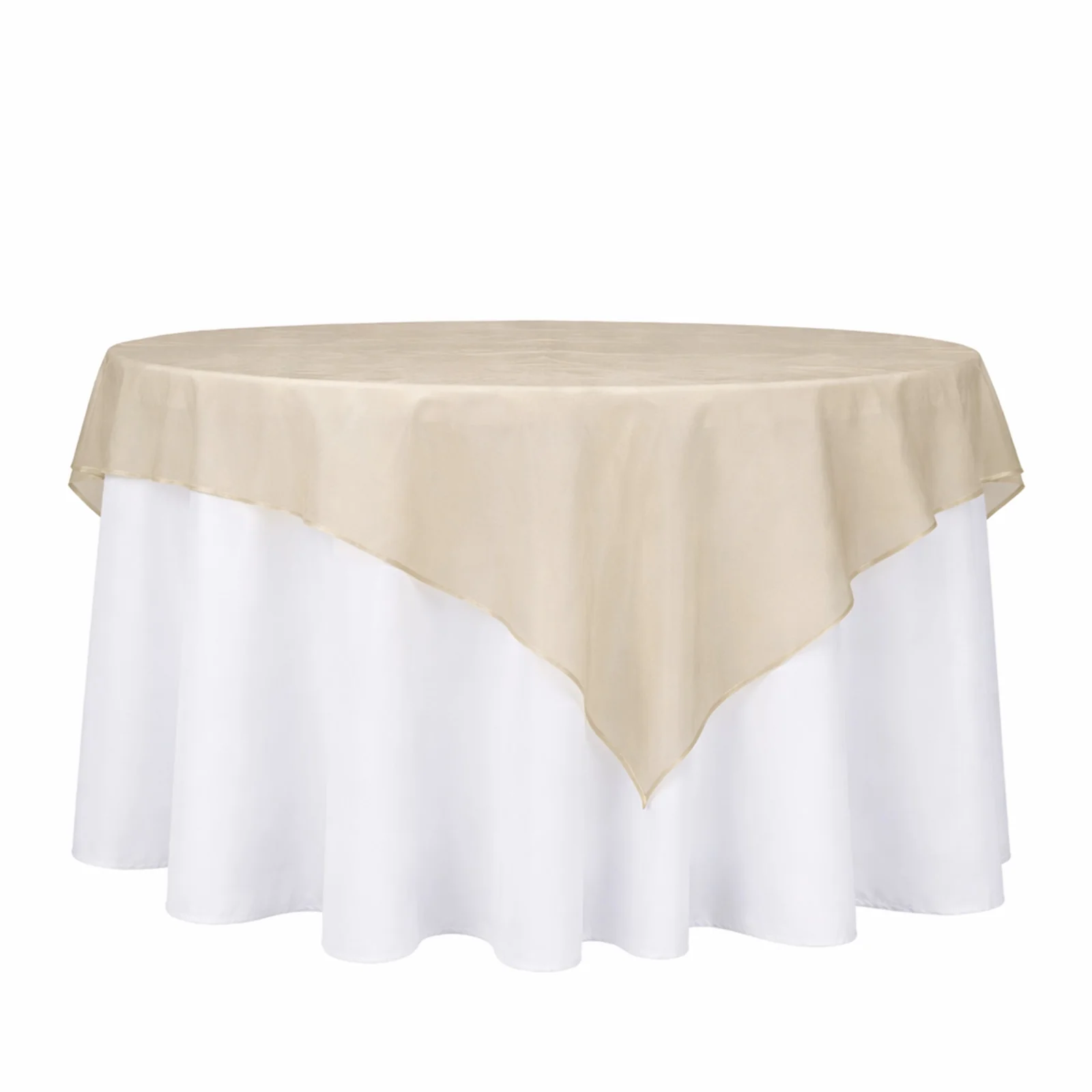 10 Pack Gold Organza Table Overlay 72"x72" - Sheer Table Topper - Image 2