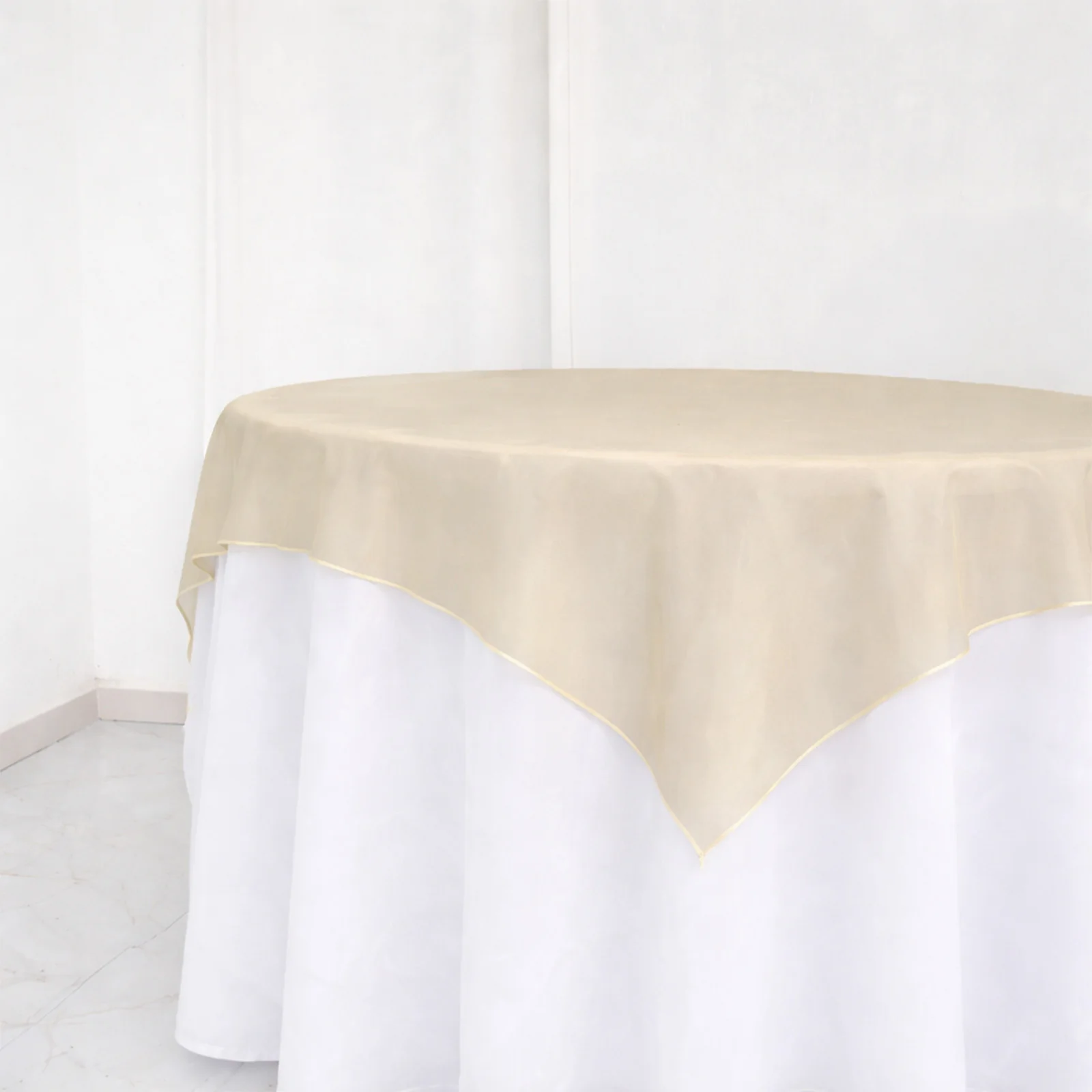 10 Pack Gold Organza Table Overlay 72"x72" - Sheer Table Topper - Image 6