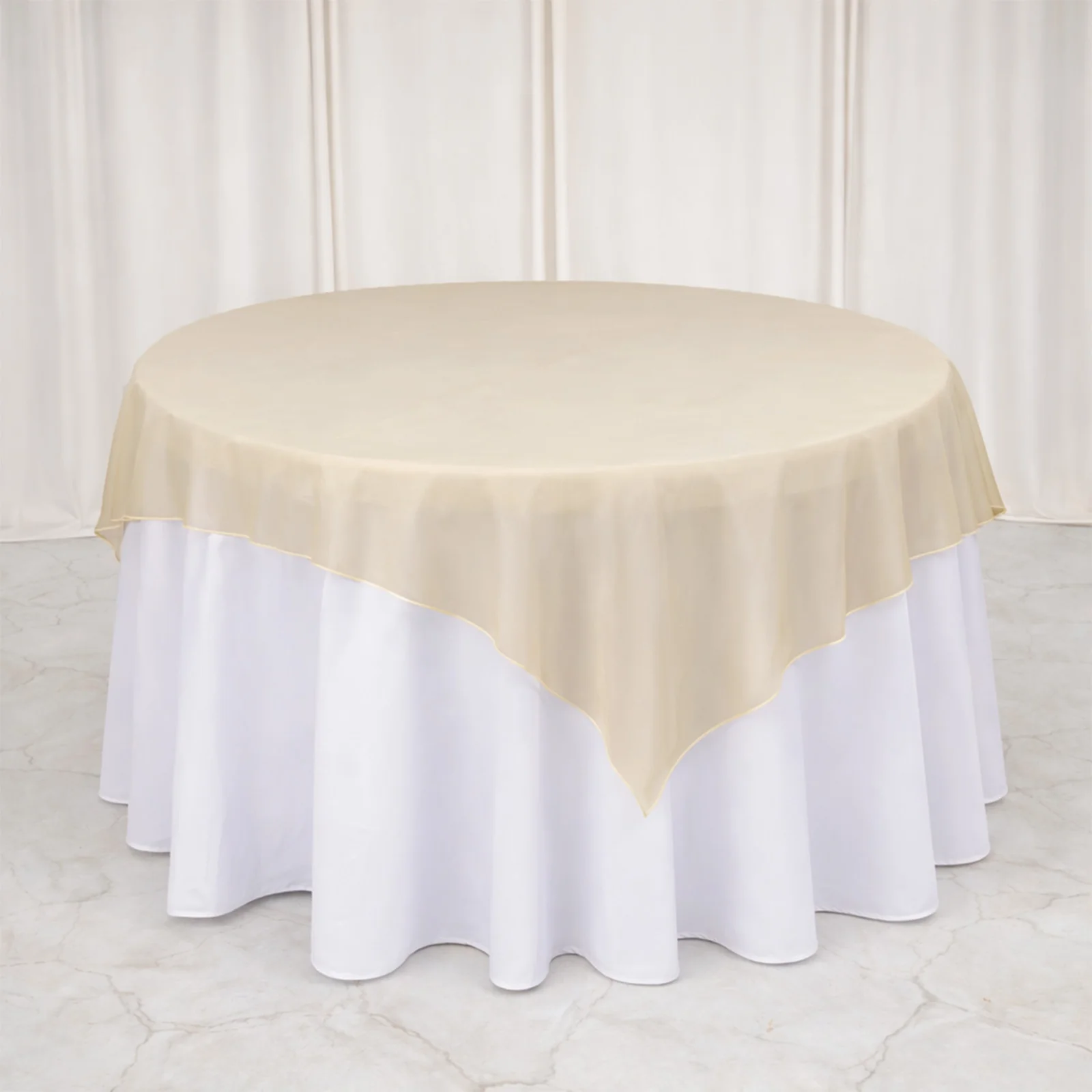 10 Pack Gold Organza Table Overlay 72"x72" - Sheer Table Topper - Image 8