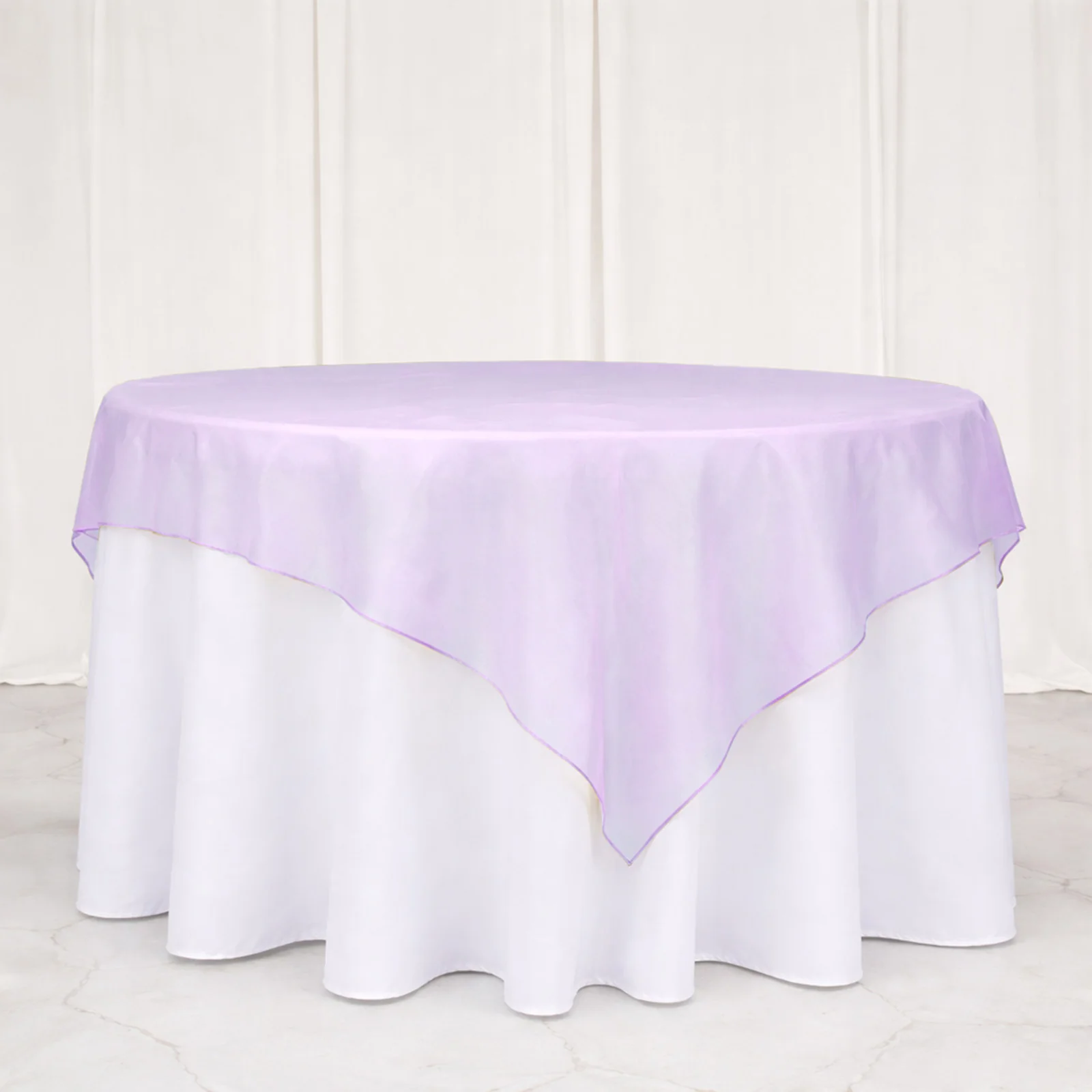 10 Pack Lavender Lilac Organza Table Overlay 72"x72" - Sheer Table Topper - Image 3