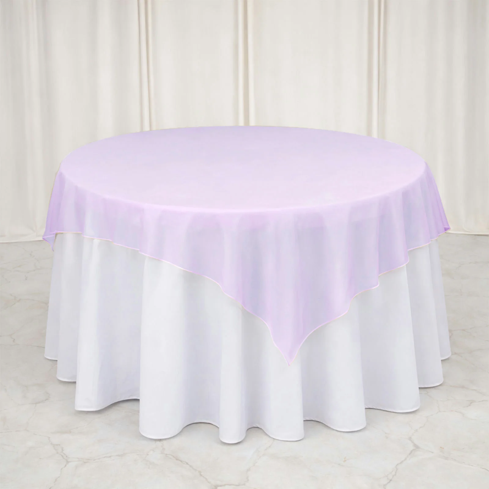 10 Pack Lavender Lilac Organza Table Overlay 72"x72" - Sheer Table Topper - Image 6