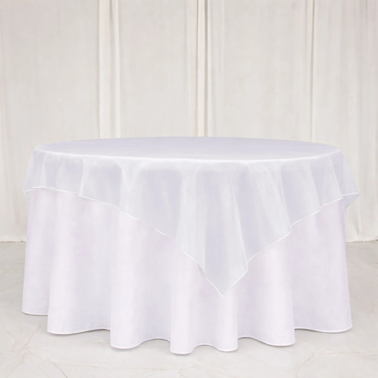 10 Pack White Organza Table Overlay 72"x72" - Sheer Table Topper