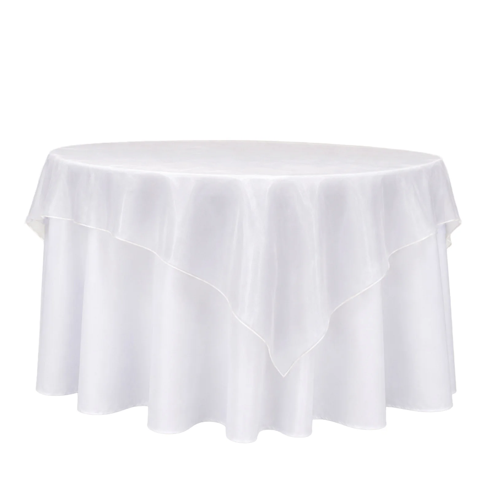10 Pack White Organza Table Overlay 72"x72" - Sheer Table Topper - Image 2