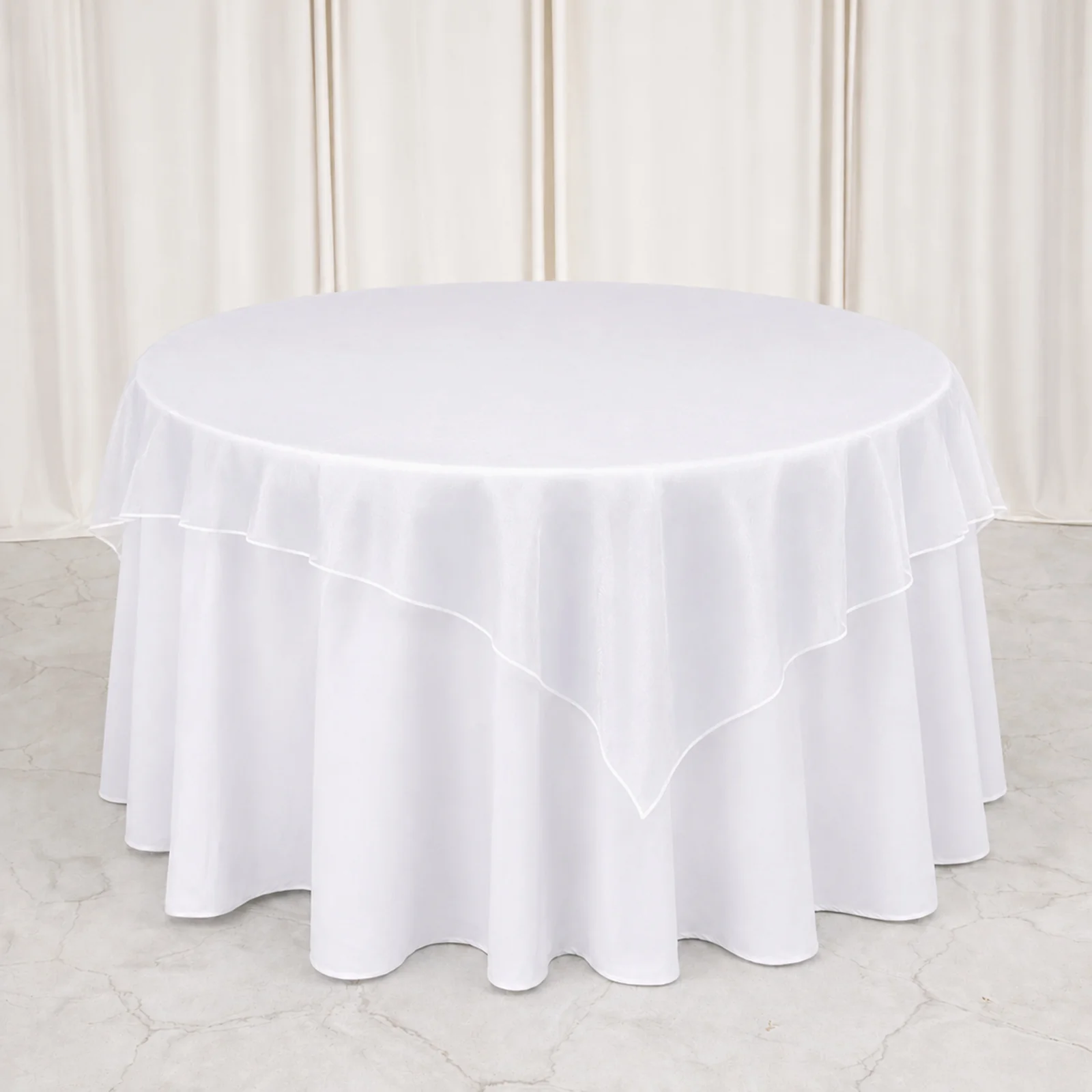 10 Pack White Organza Table Overlay 72"x72" - Sheer Table Topper - Image 6