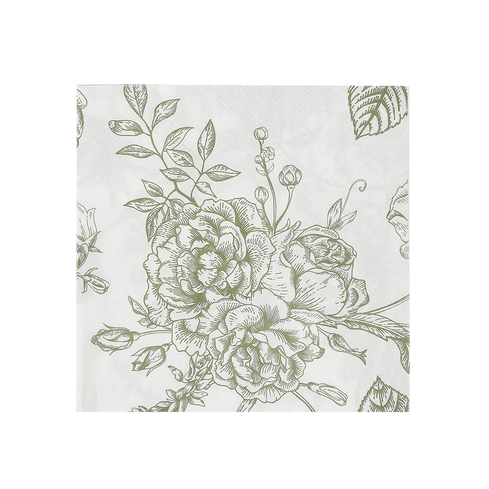 50 Pack 2-Ply Paper Beverage Napkins in Matte Sage Green and White French Toile Floral Pattern, Highly Absorbent Soft Disposable Cocktail Napkins - Image 7