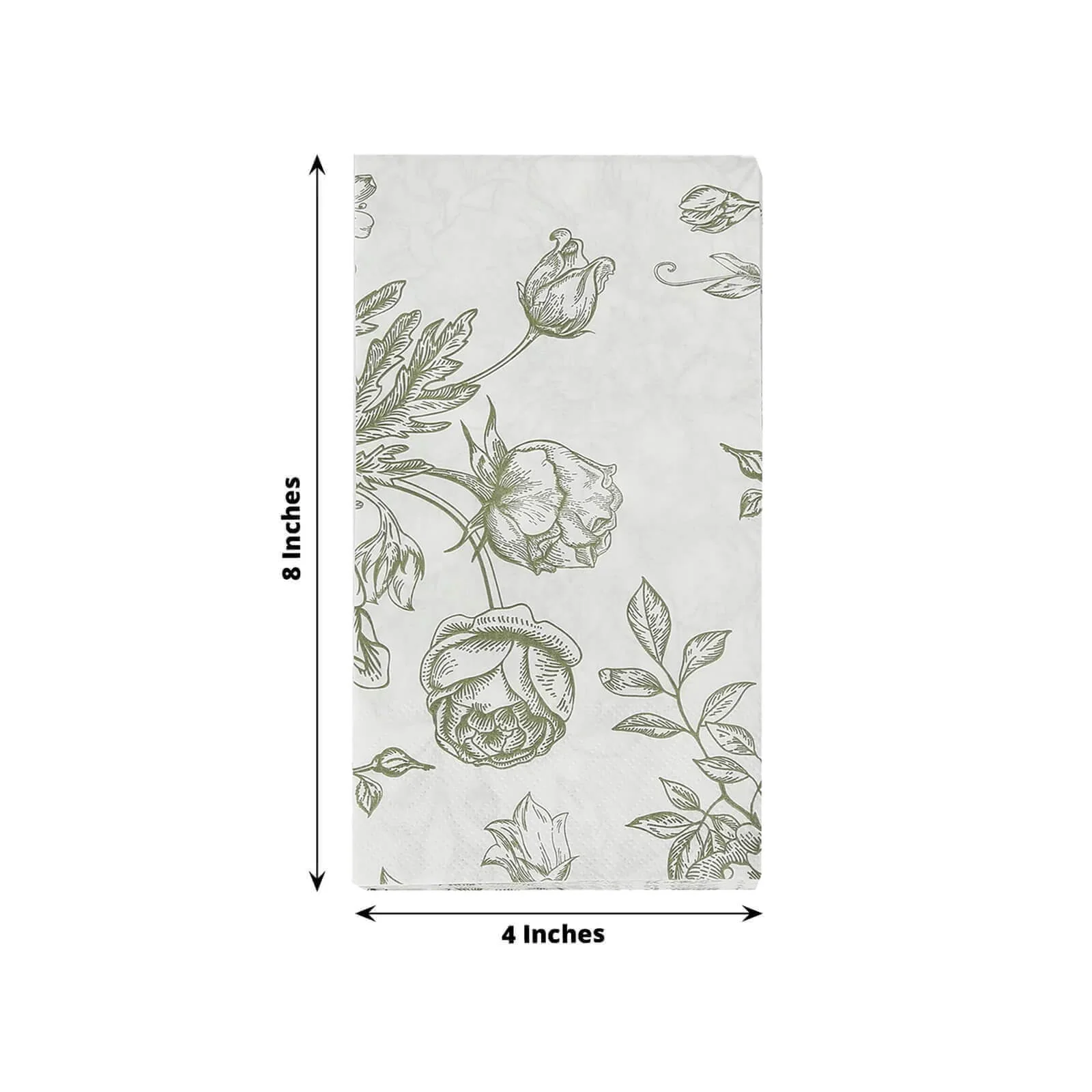50-Pack Paper Dinner Napkins White with Matte Sage Green French Toile Floral Pattern 2-Ply - Stylish Disposable Napkins for Events - Image 3