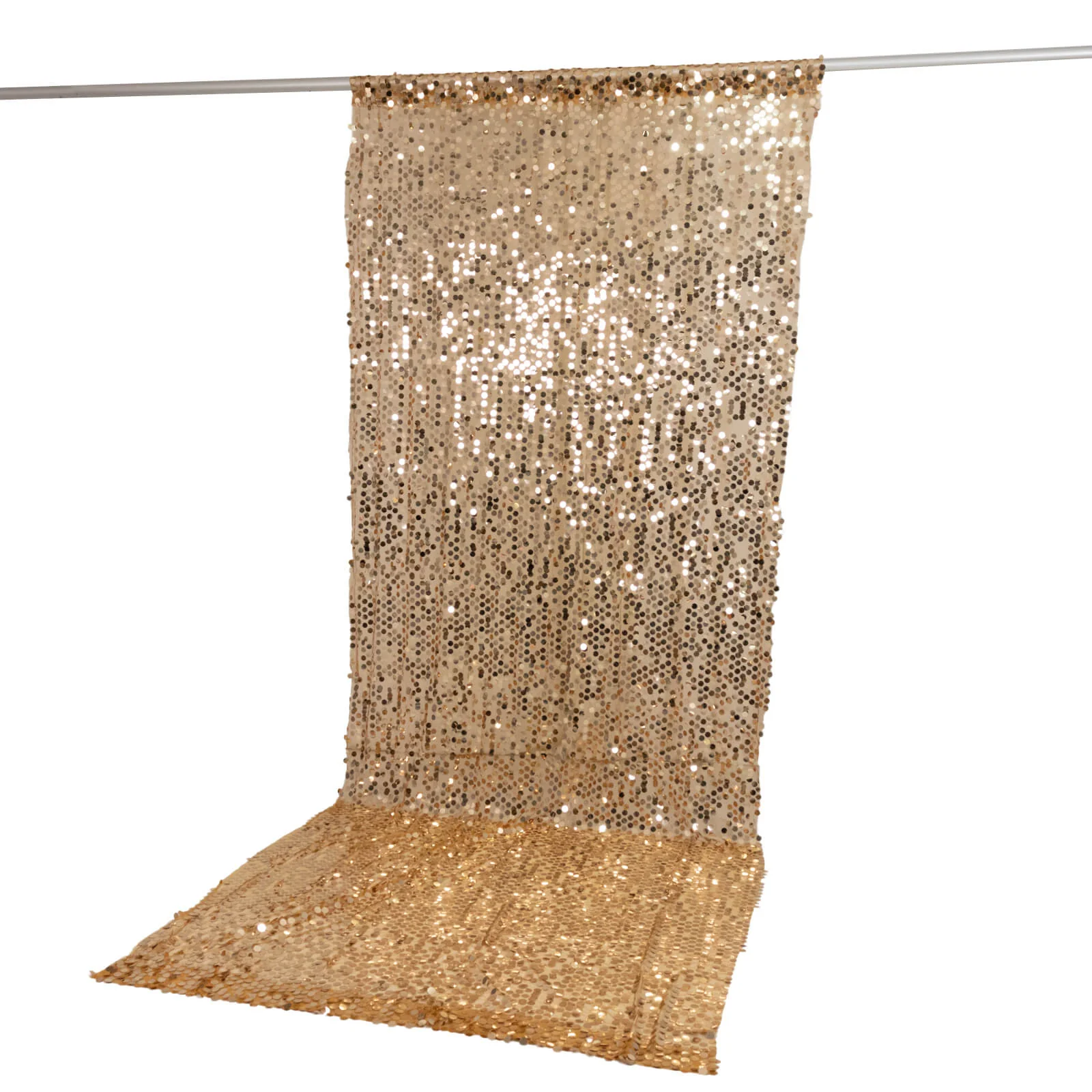 Gold Large Payette Sequin Backdrop Curtain 5ft x 12ft - Big Round Sequin Event Photography Panel with Rod Pocket - Image 2