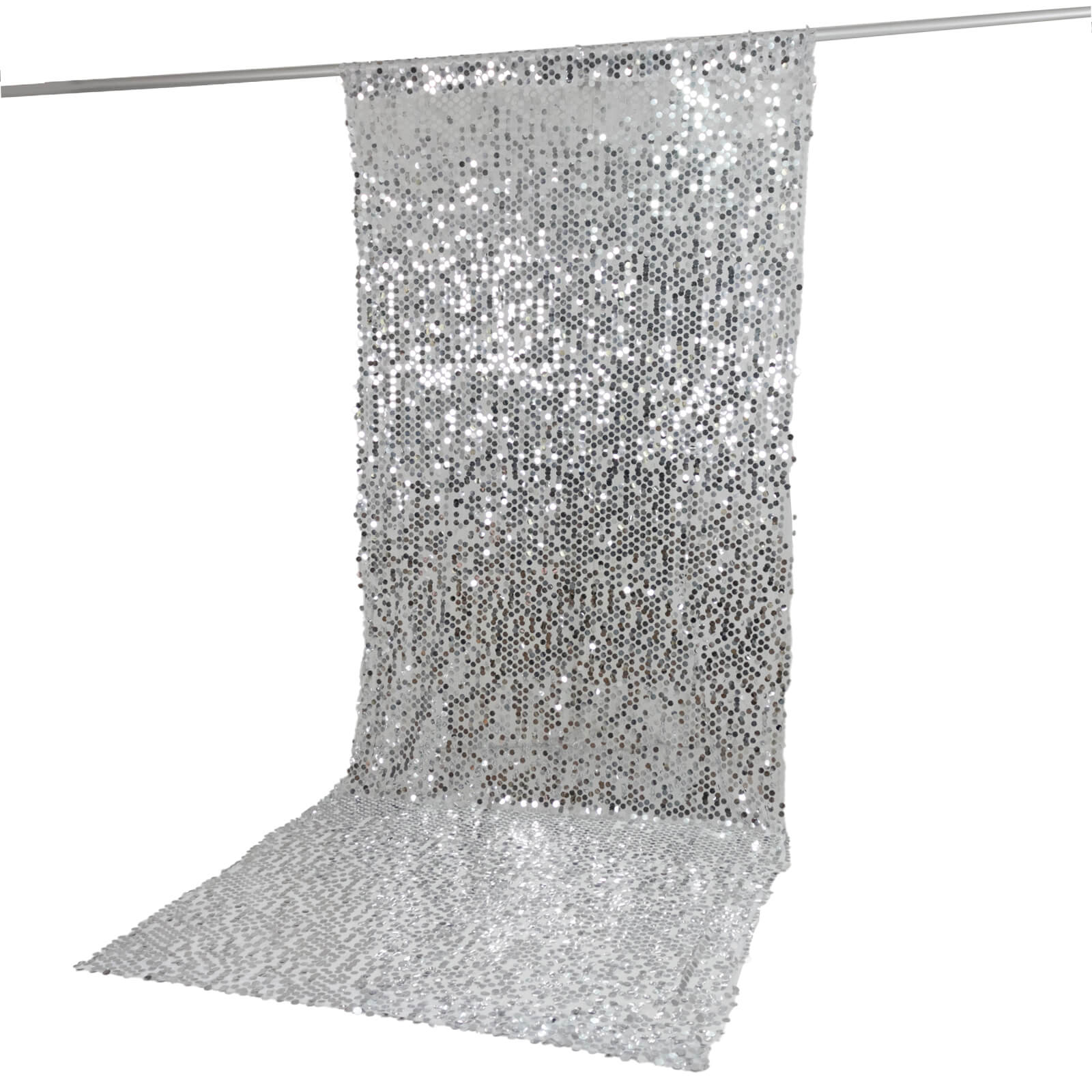 Silver Large Payette Sequin Backdrop Curtain 5ft x 12ft - Big Round Sequin Event Photography Panel with Rod Pocket - Image 2