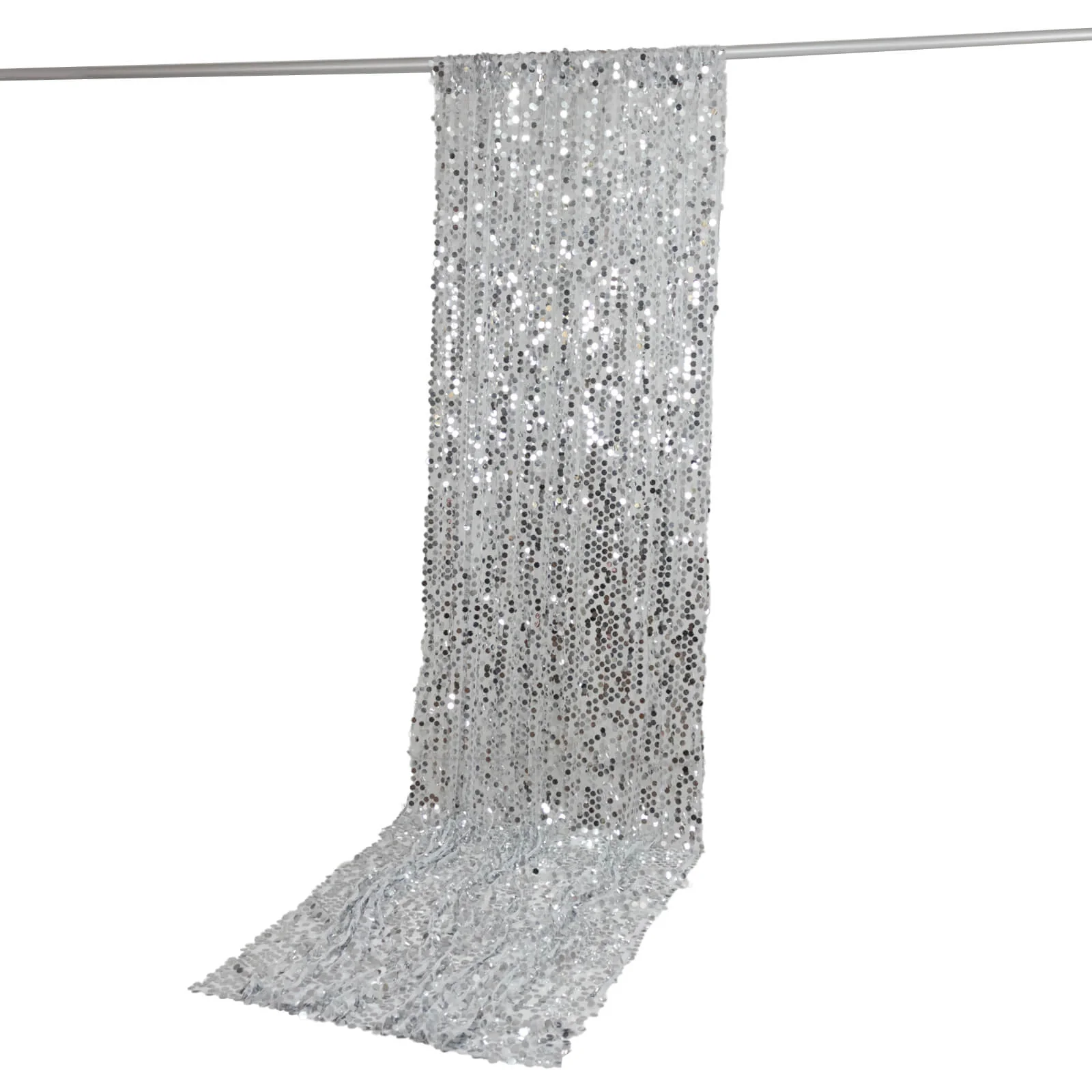 Silver Large Payette Sequin Backdrop Curtain 5ft x 12ft - Big Round Sequin Event Photography Panel with Rod Pocket - Image 6