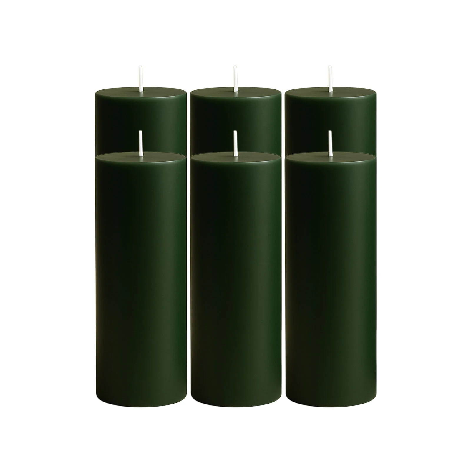 6-Pack Unscented Dripless Pillar Candles – 3"x9" Hunter Emerald Green Paraffin Wax with Smokeless Cotton Wicks, Clean & Long-Lasting 90-Hour Burn - Image 6
