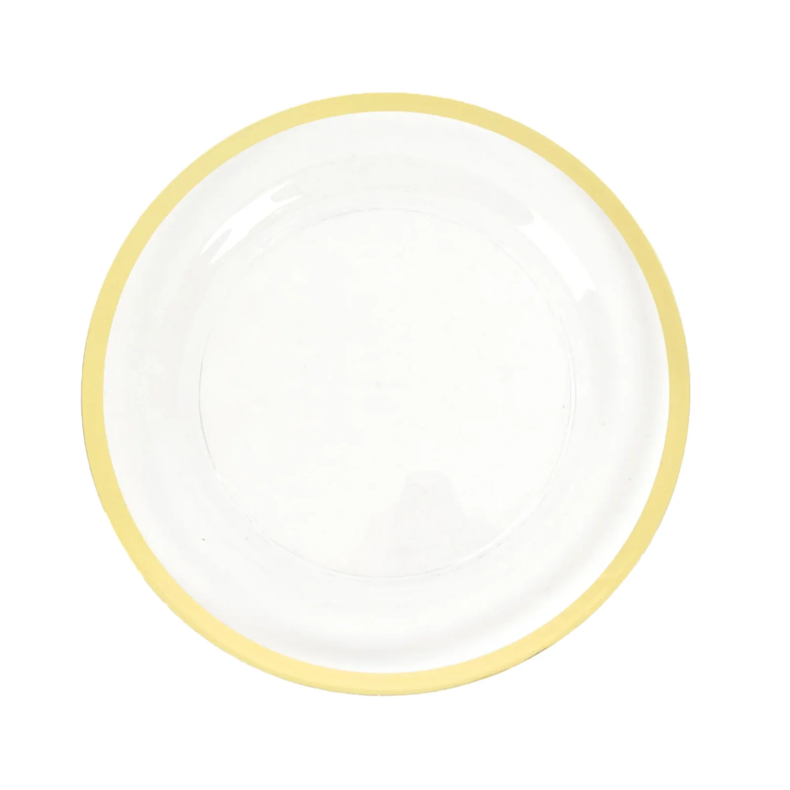 10-Pack Plastic 7" Round Appetizer Plates in Clear with Gold Rim - Sleek Disposable Salad Plates for Banquets & Special Occasions - Image 5
