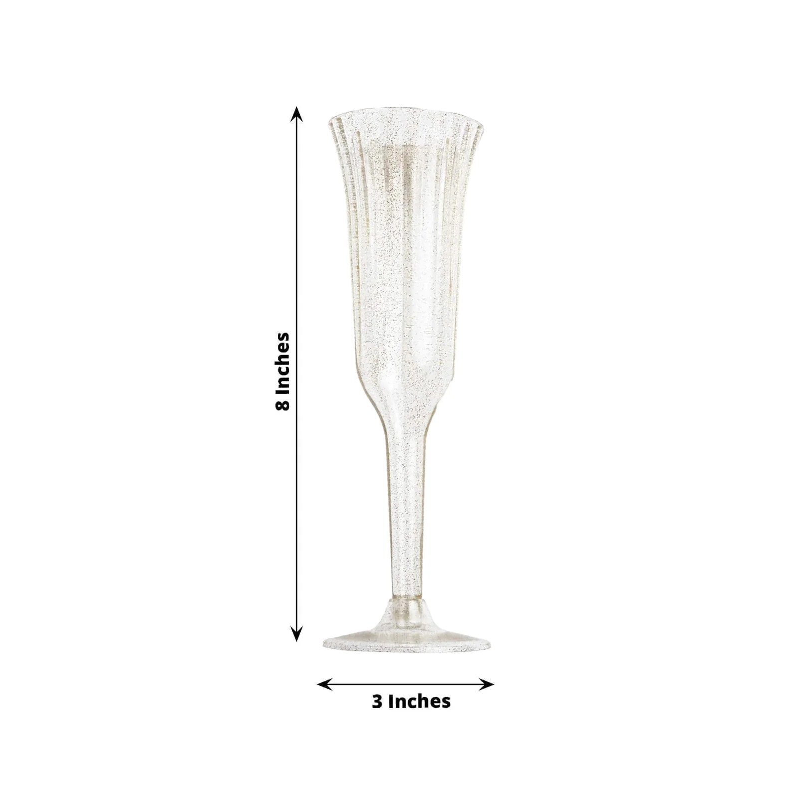 24-Pack Plastic Champagne Flutes Clear Gold Glitter Flared Design - Lightweight Disposable Toasting Glasses 6oz - Image 3