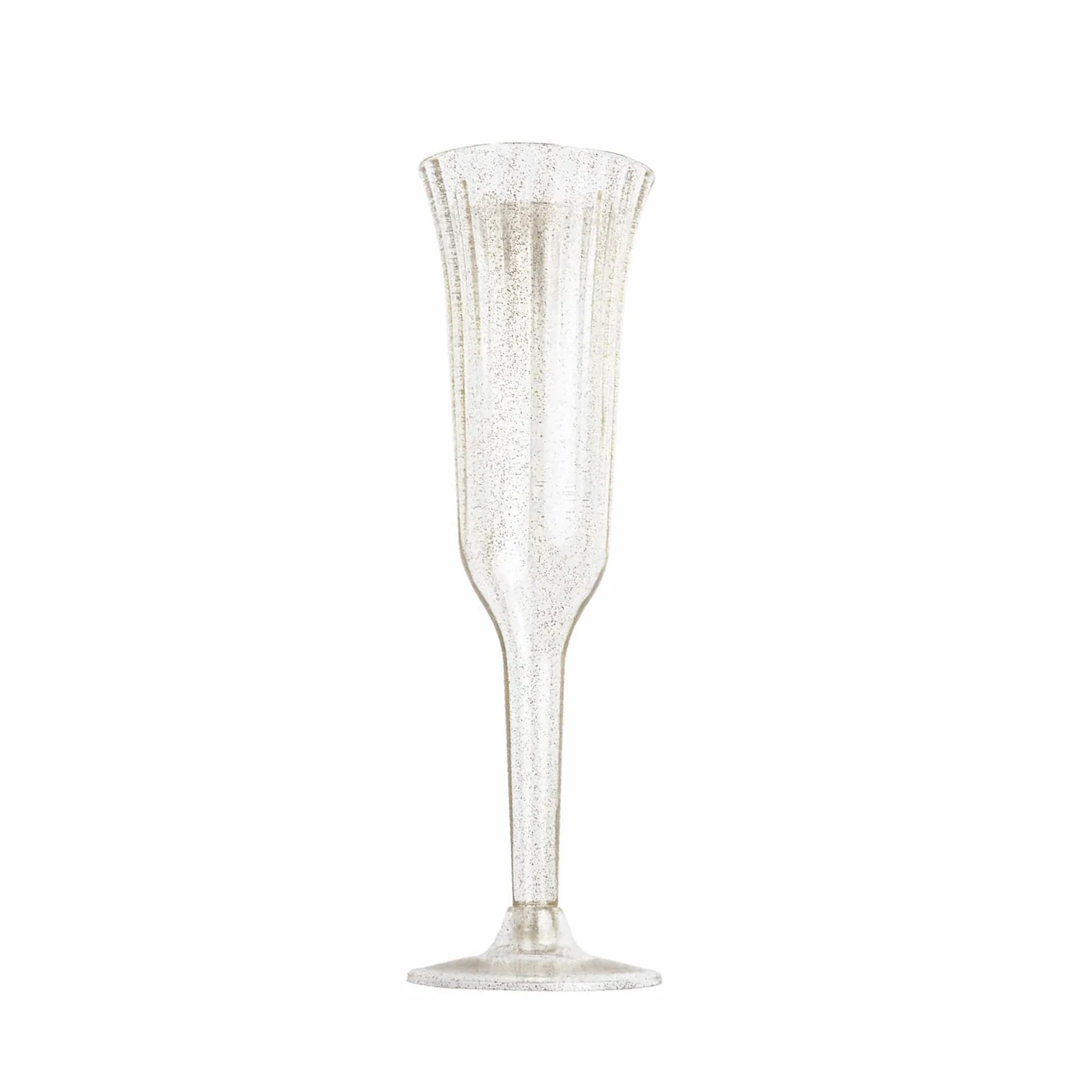 24-Pack Plastic Champagne Flutes Clear Gold Glitter Flared Design - Lightweight Disposable Toasting Glasses 6oz - Image 7