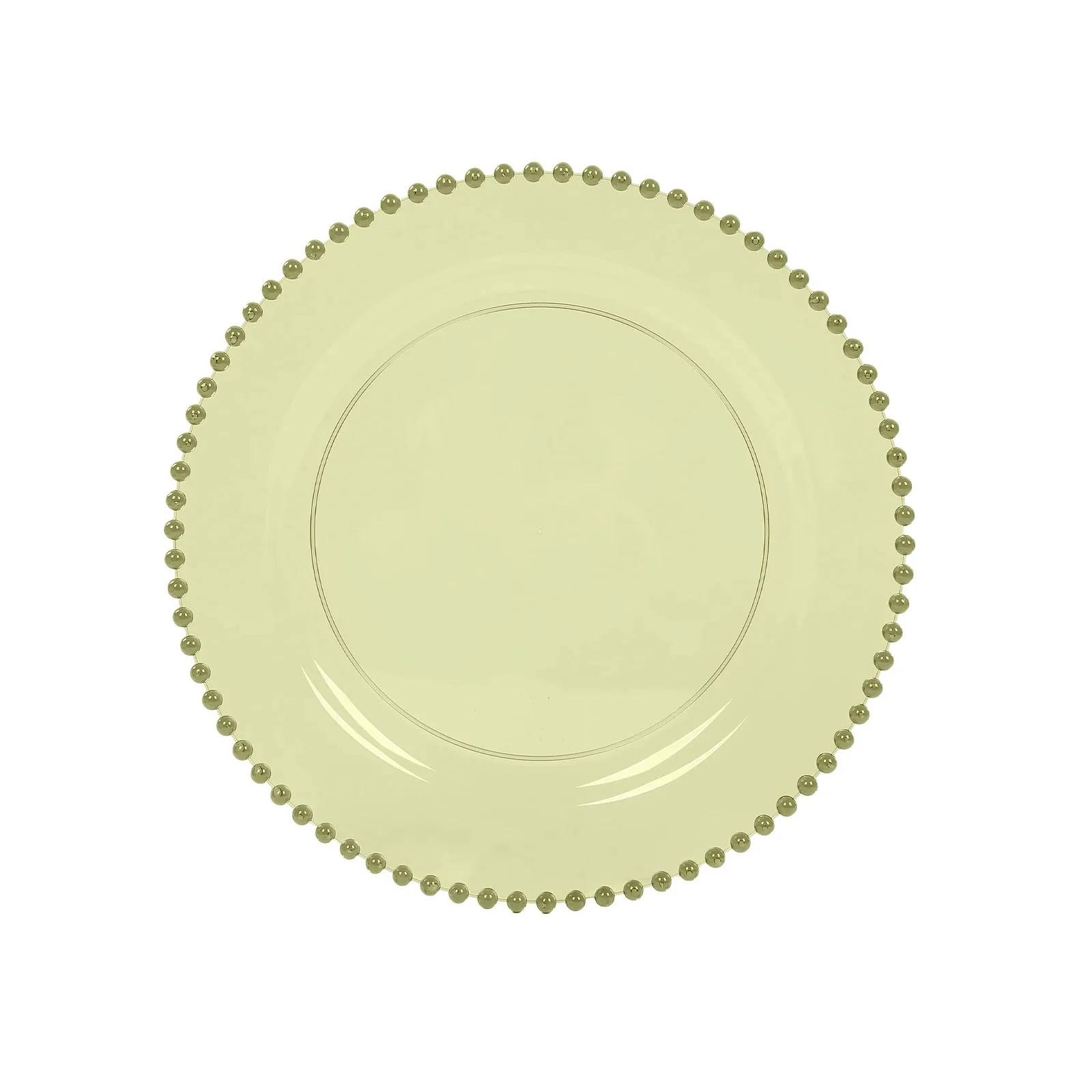 10-Pack Economy Round Plastic Charger Plates 13" in Transparent Dusty Sage Green with Beaded Rim, Stylish Dinner Party Serving Plates - Image 2