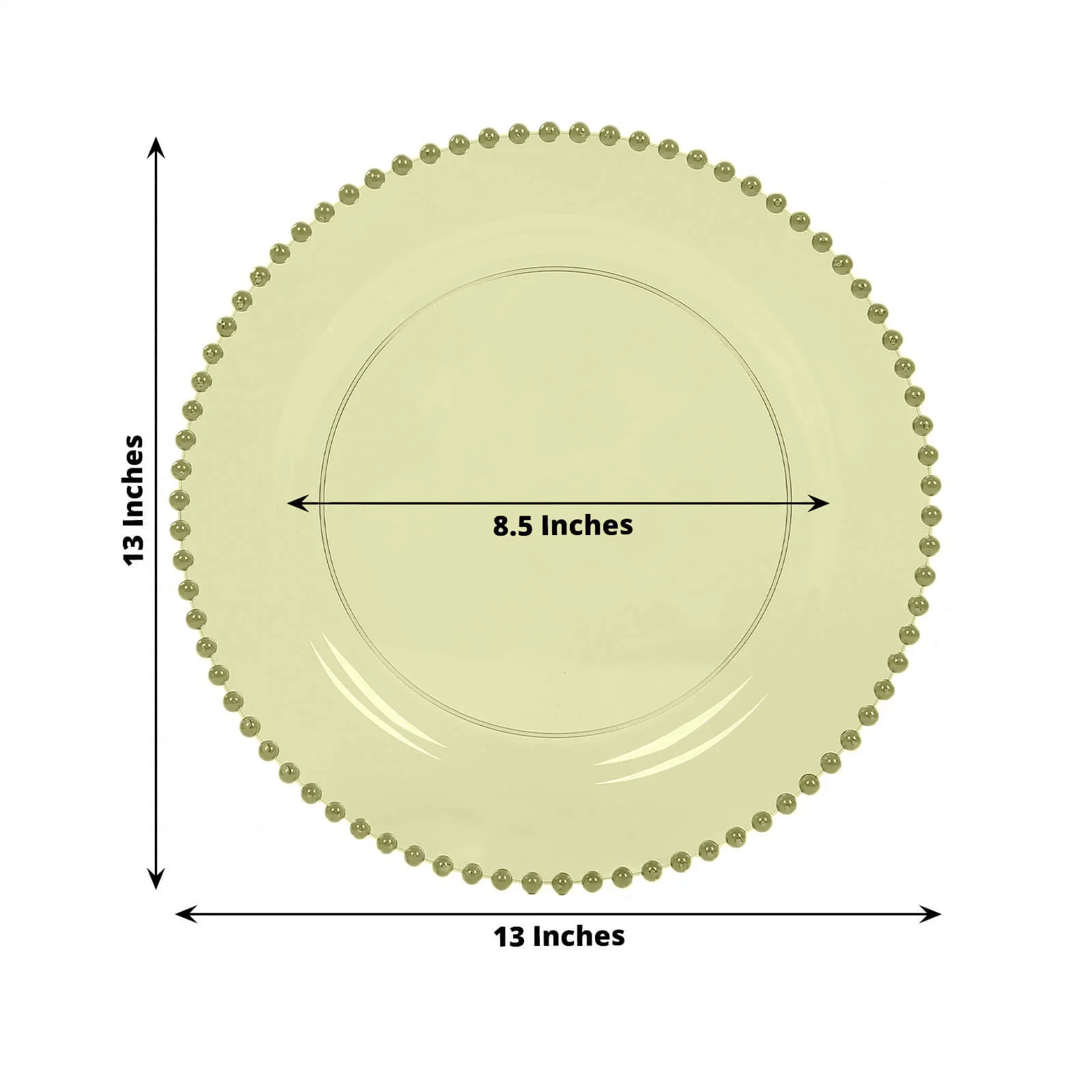 10-Pack Economy Round Plastic Charger Plates 13" in Transparent Dusty Sage Green with Beaded Rim, Stylish Dinner Party Serving Plates - Image 3