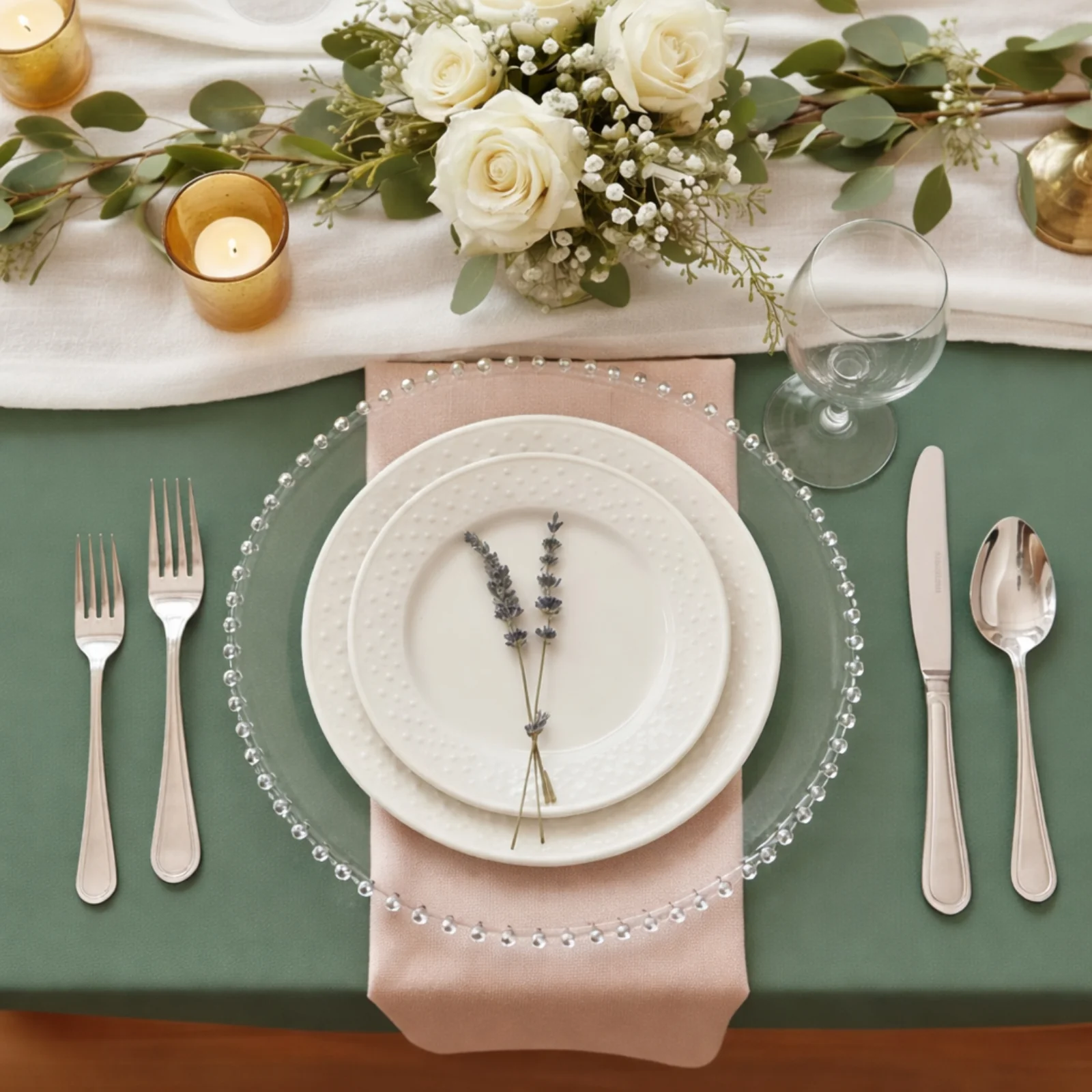 10-Pack Economy Round Plastic Charger Plates 13" in Clear Beaded Rim, Stylish Dinner Party Serving Plates - Image 6