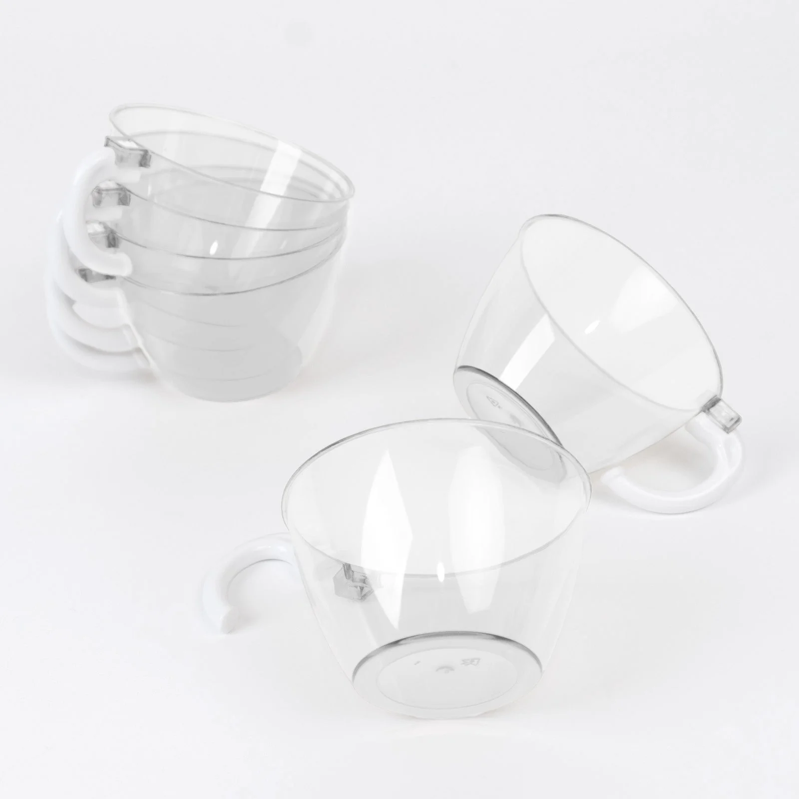 25-Pack Disposable Plastic Coffee Cups with Handles - 6oz Clear Hard Tea Mugs for Hot Beverages
